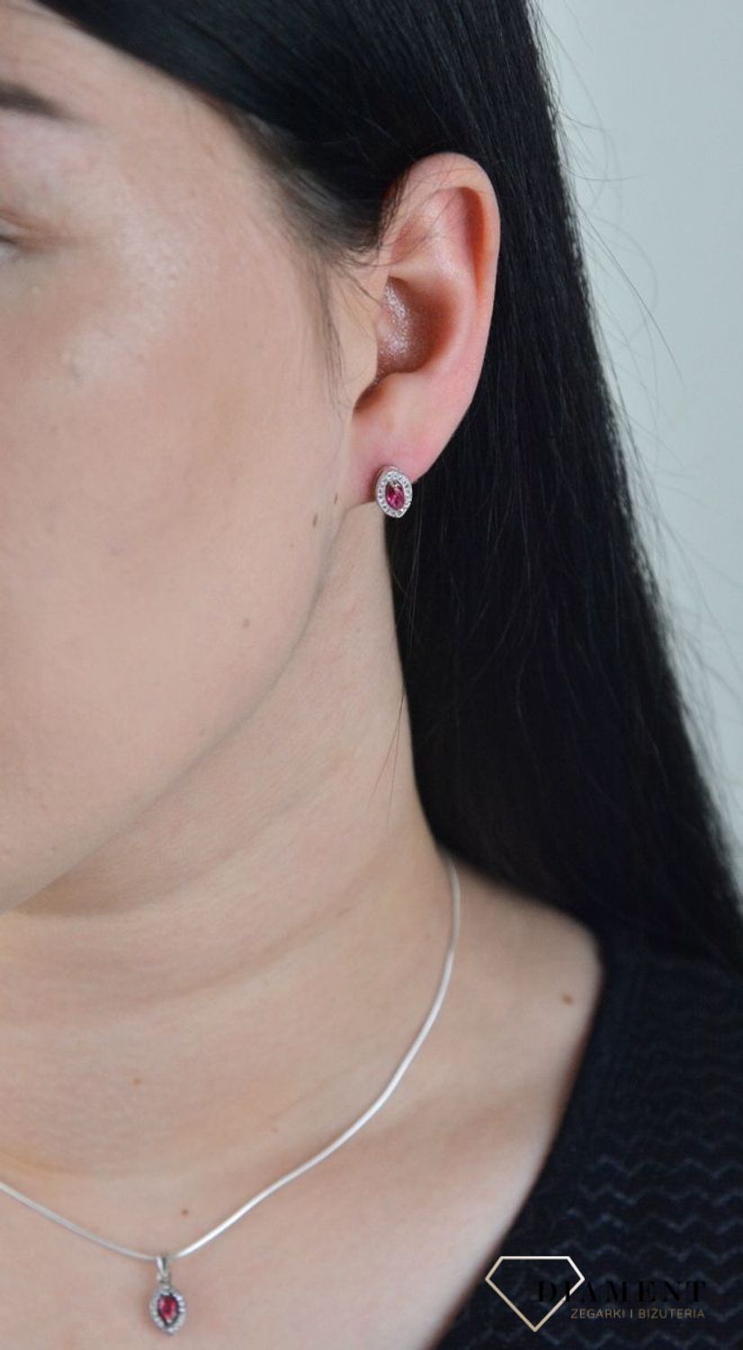 Srebrne kolczyki Apart łezki z czerwoną cyrkonią AR012-5945.jpg
