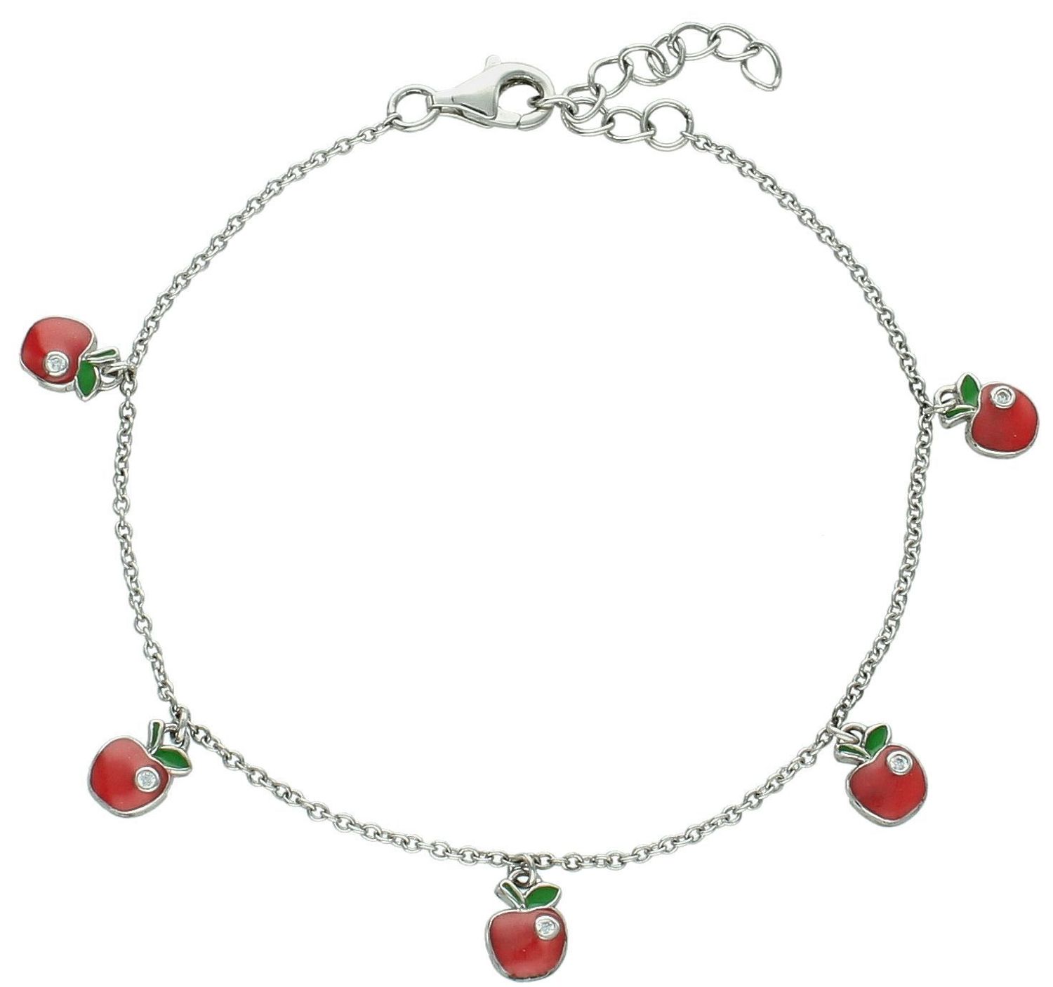 Bransoleta srebrna dziecięca jabłuszka z emalią AR012-7547 Bransoletka wykonana z najwyższej jakości srebra próby 925. Idealny pomysł na prezent dla każdej dziewczynki.1.jpg