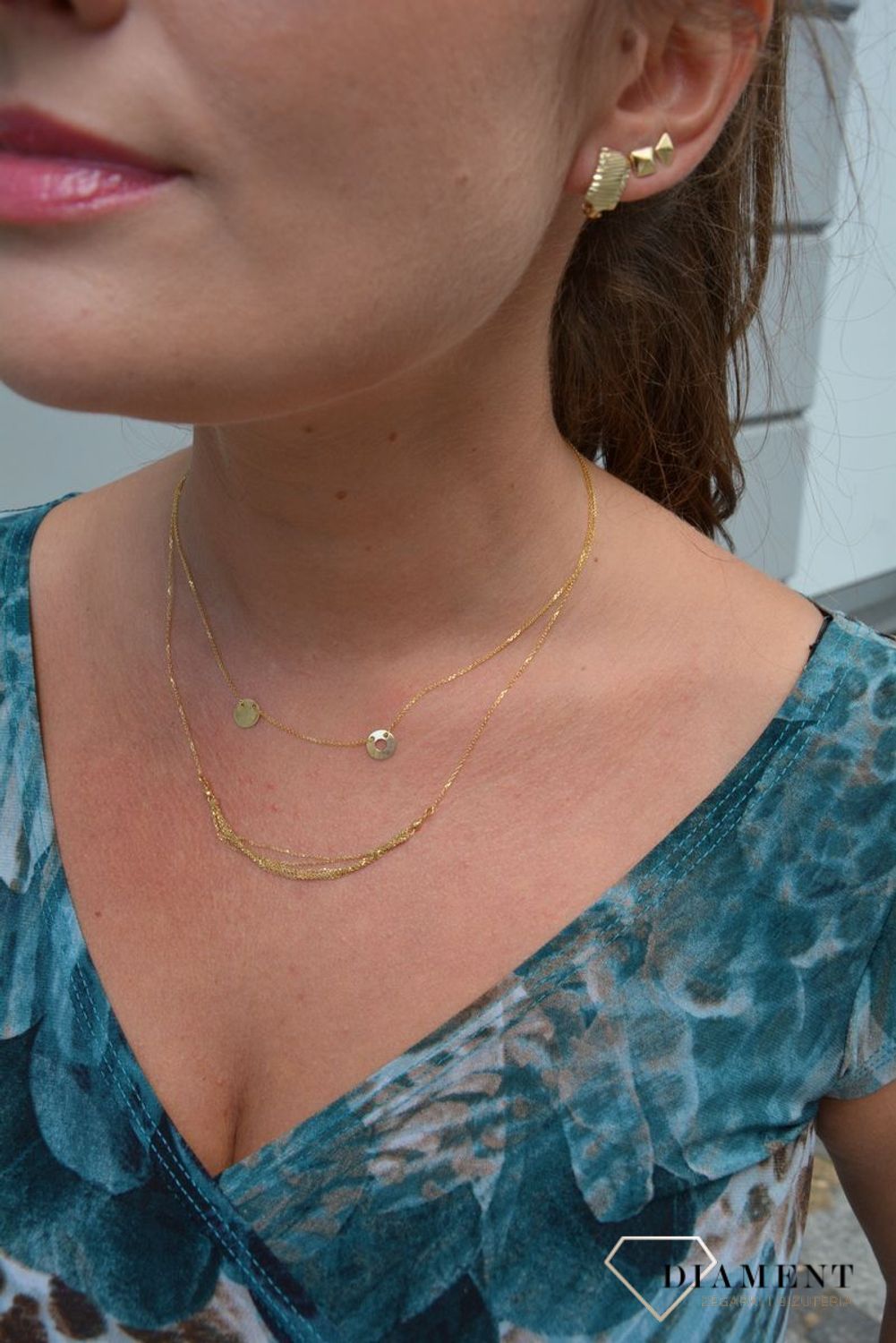 Złoty naszyjnik celebrytka 585 dwa kółka.jpg