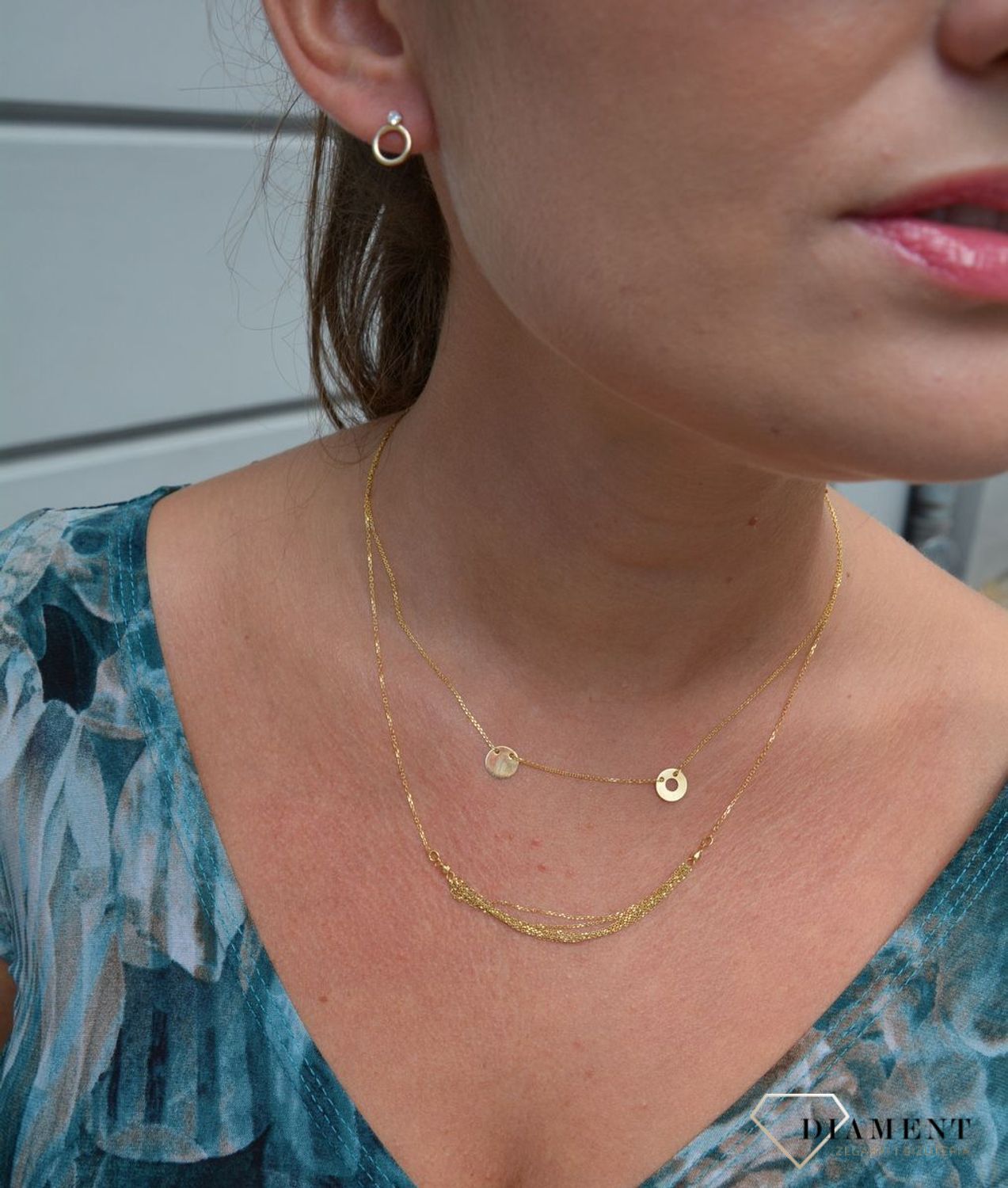 Złoty naszyjnik celebrytka 585 dwa kółka.jpg