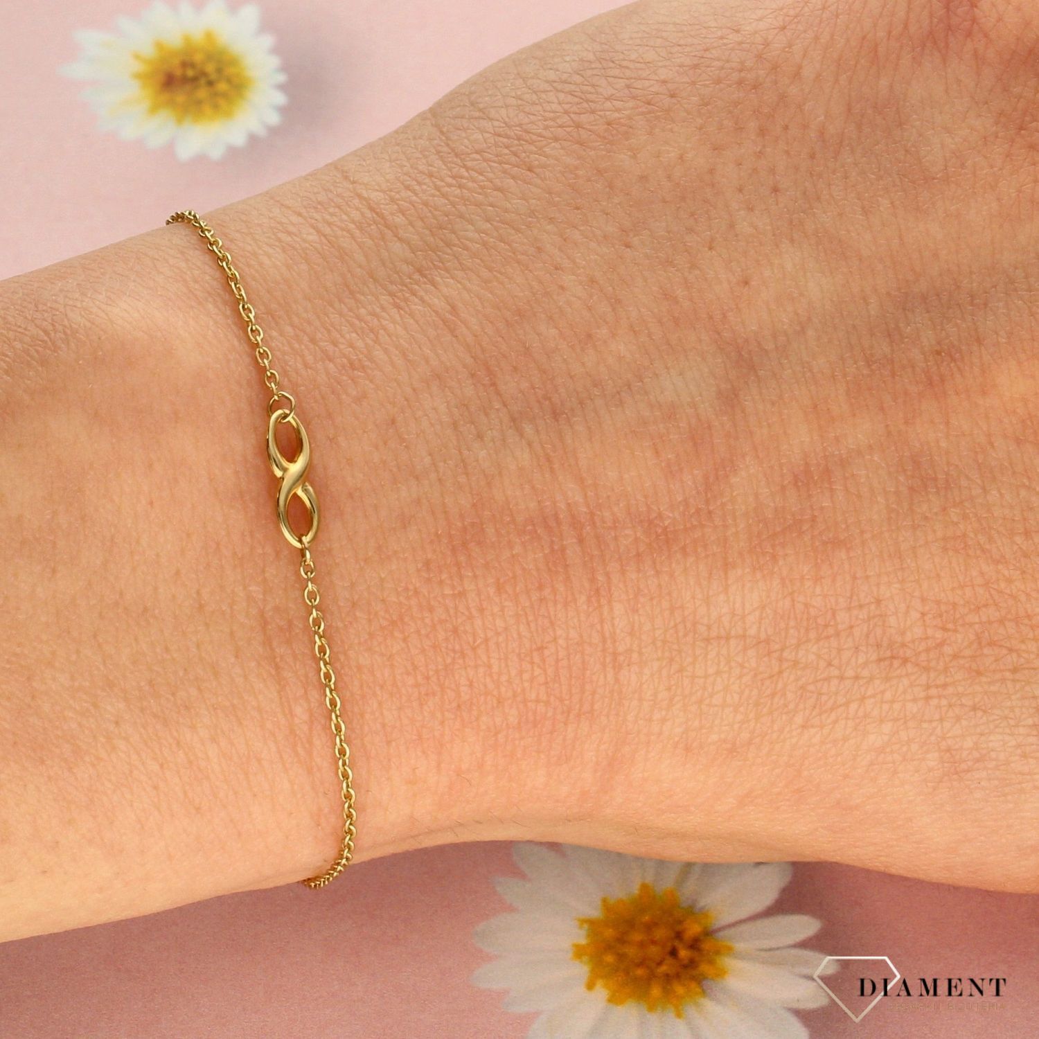 Złota bransoletka damska nieskończoność 585 żółte złoto AR013 3779.jpg