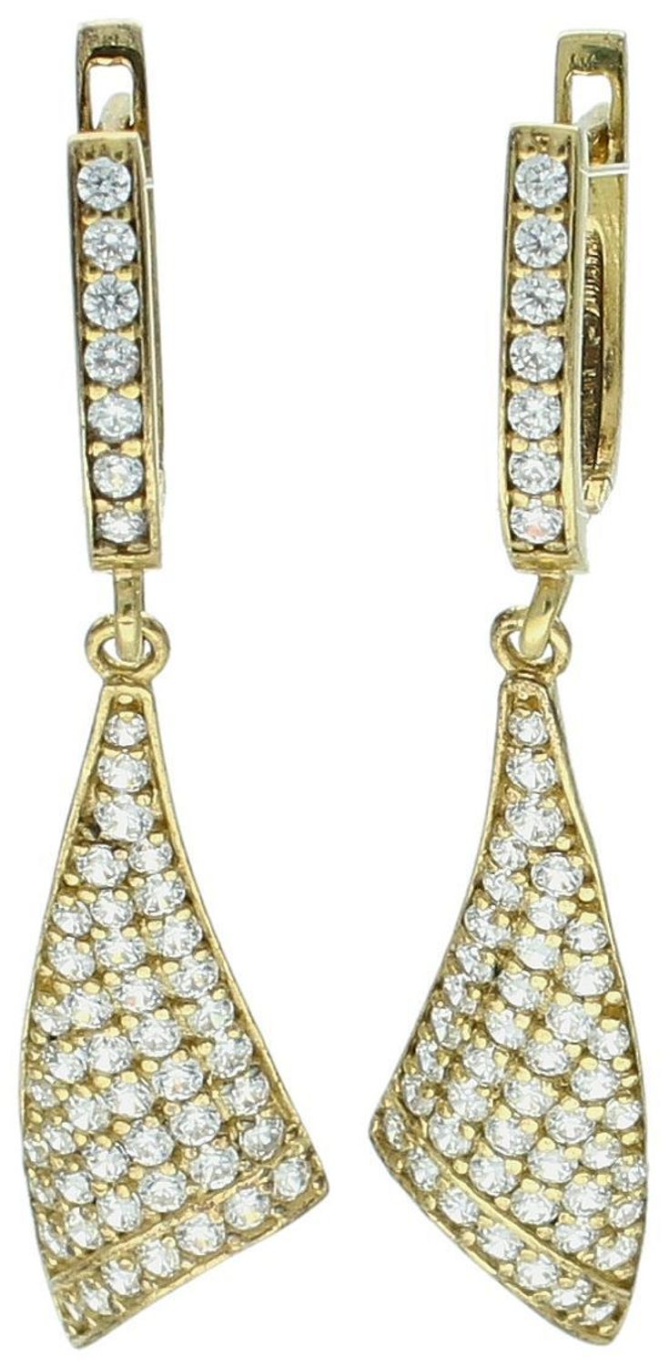 Złote kolczyki Apart wiszące z cyrkoniami AR013-4342. Złote kolczyki damskie Apart z cyrkoniami. Stylowe kolczyki wykonane z wysokiej jakości złota próby 333 1.jpg