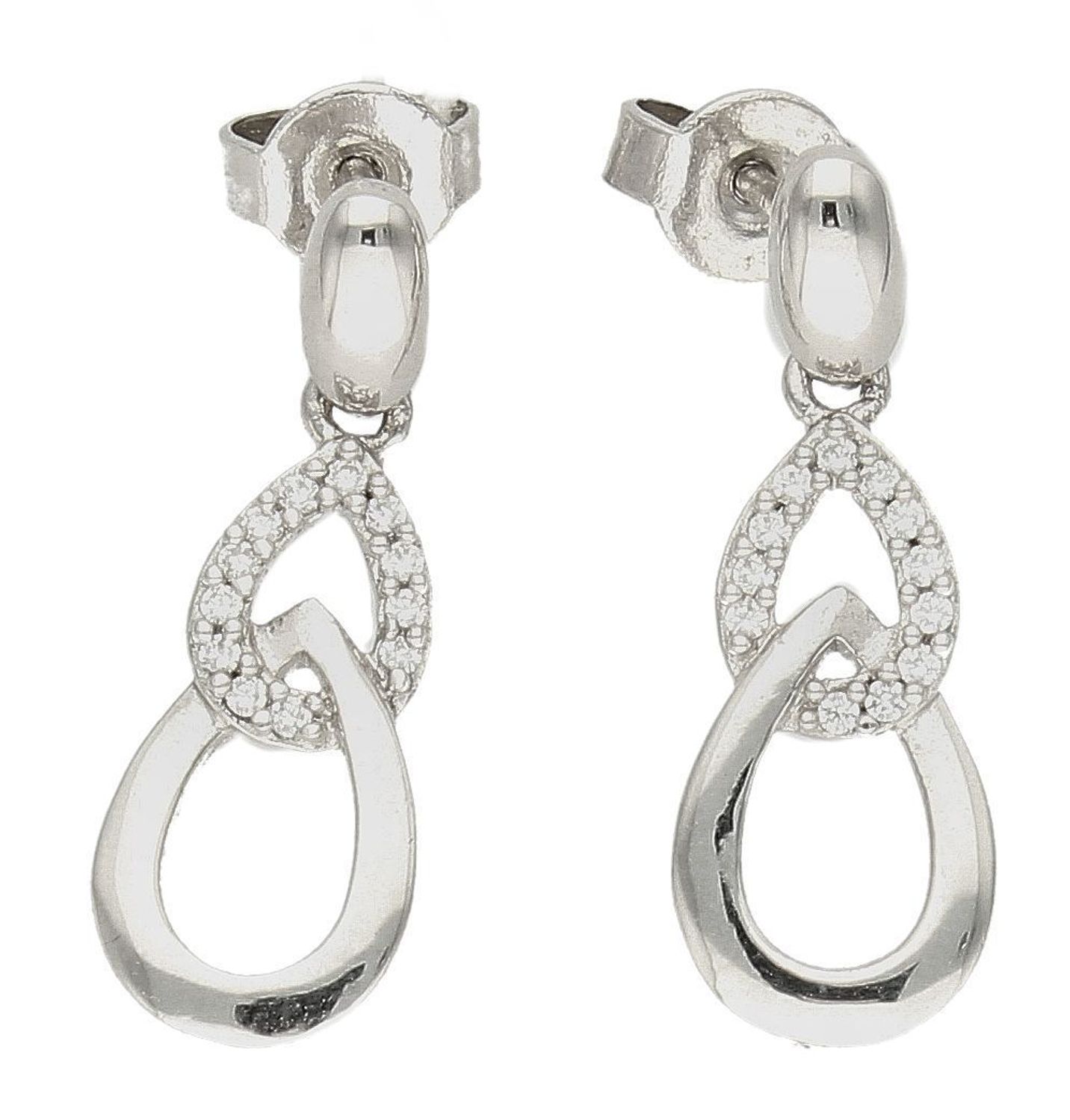 Kolczyki damskie  Podwójne oczka  AR013-4621 Srebrne kolczyki zapinane na ponadczasowe zapięcie typu sztyft, zostały wykonane z najwyższej jakości srebra próby 925. Idealny pomysł na prezent..jpg