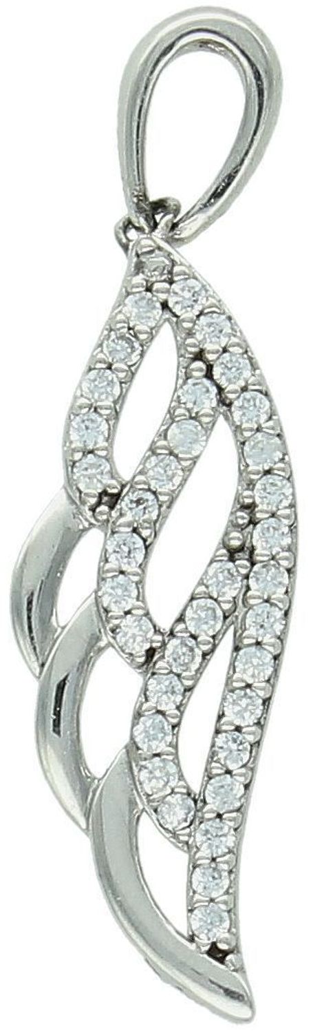 Zawieszka srebrna piórko w cyrkonie próba 925, AR013-4625 Zmysłowa i pełna symboliki – srebrna zawieszka w kształcie piórka z cyrkonią to wyjątkowy dodatek dla kobiet ceniących subtelną 1.jpg