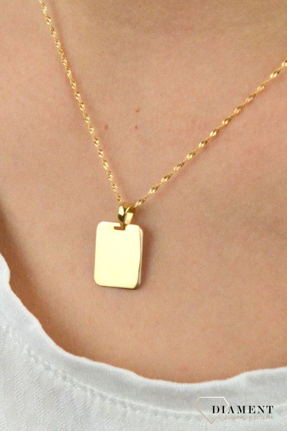 Złota zawieszka ' Delikatny nieśmiertelnik' AR013-5489.jpg