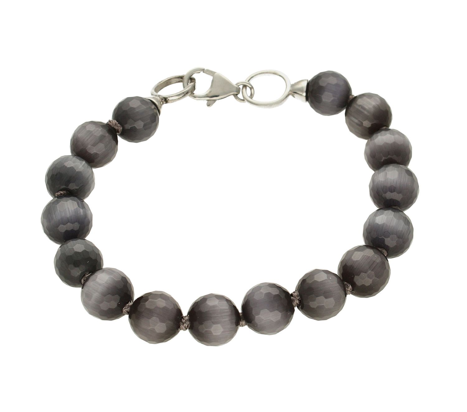 Srebrna bransoletka damska 'Kocie oko' AR35-2860. Bransoletka z koralików z zapięciem na karabińczyk to jednocześnie niezwykle praktyczna i wygodna biżuteria. Idealny pomysł na prezent dla wyjątkowej osoby (2).jpg