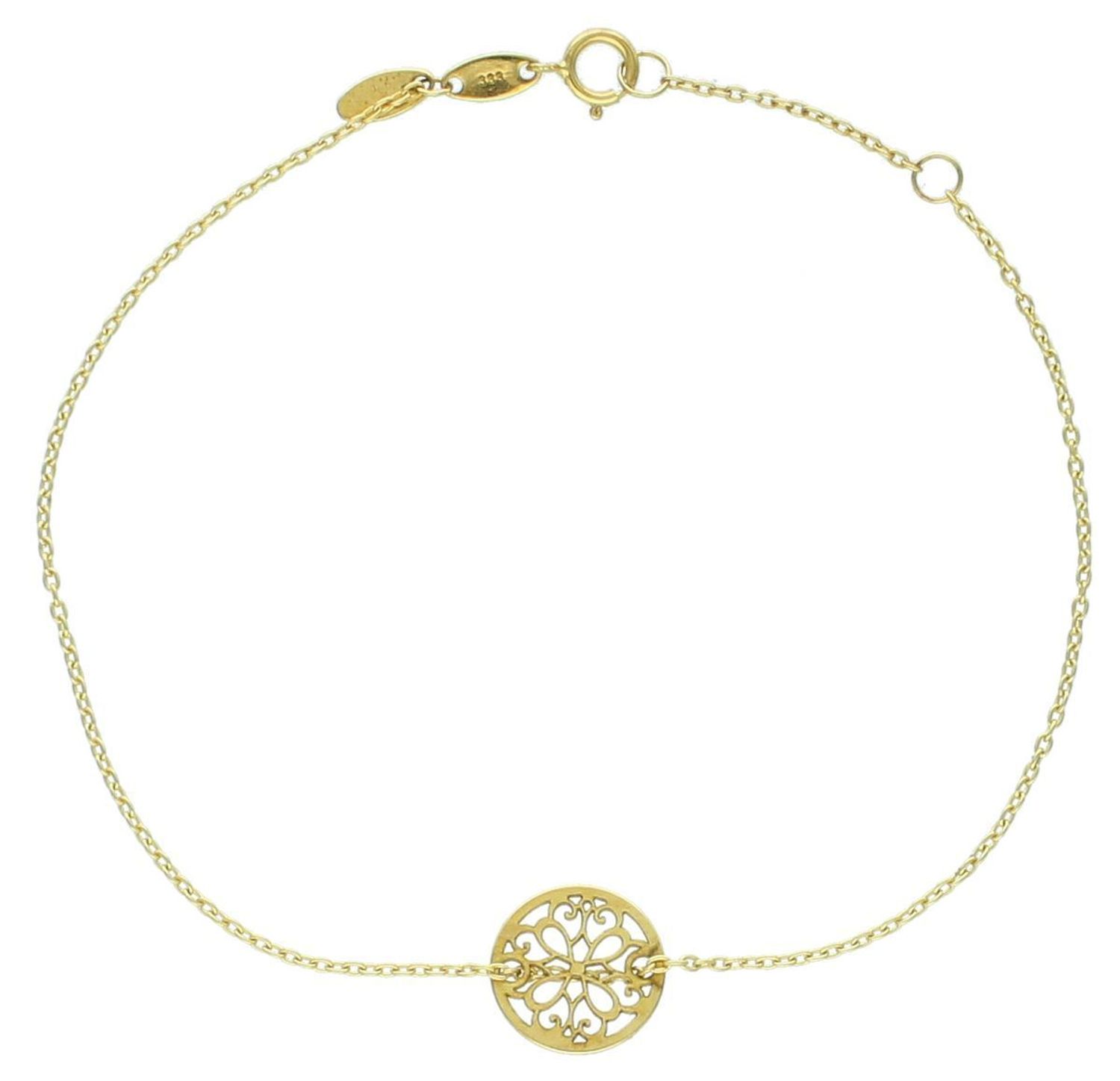 Bransoletka złota celebrytka ażurowe kółeczko pr 333 AR521-6542 Złota bransoletka wykonana z 8 karatowego żółtego złota. Złota biżuteria w oryginalnej formie z ażurowym kółeczkiem.1.jpg