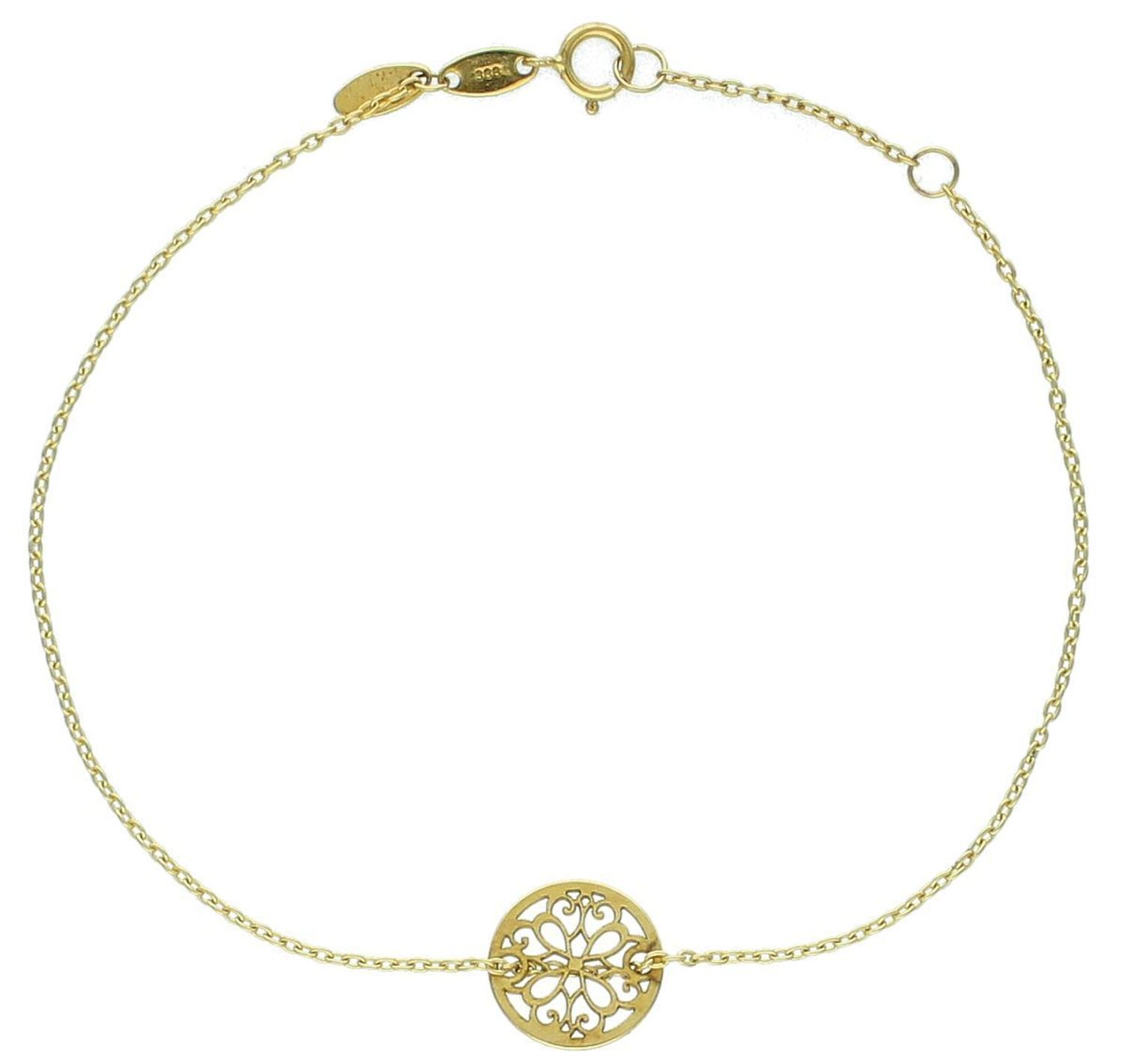 Bransoletka złota celebrytka ażurowe kółeczko pr 333 AR521-6542 Złota bransoletka wykonana z 8 karatowego żółtego złota. Złota biżuteria w oryginalnej formie z ażurowym kółeczkiem.1.jpg