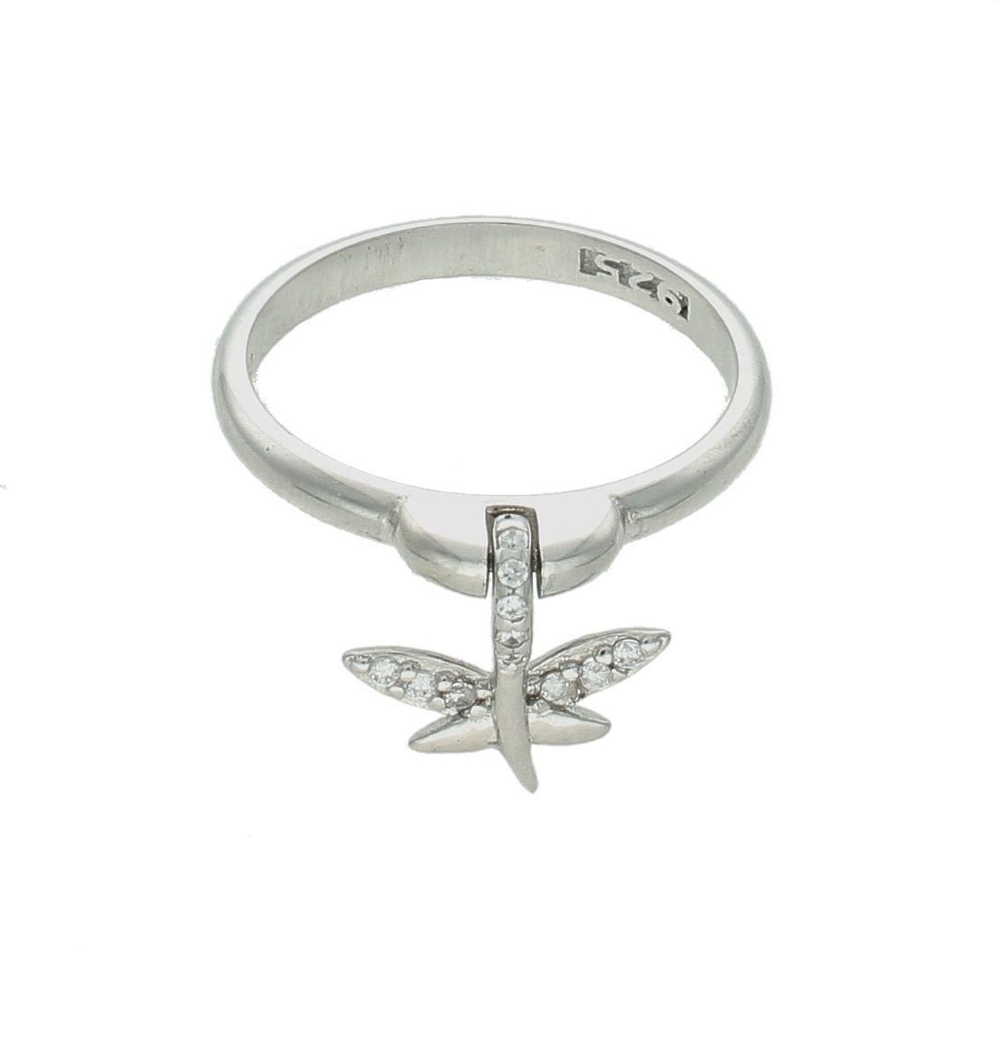 Srebrny pierścionek damski 925 z wiszącą ważką AR521-7749. Srebrny pierścionek damski. Pierścionek srebrny dla kobiety na prezent. Srebrny damski pierścionek z cyrkoniami.2.jpg