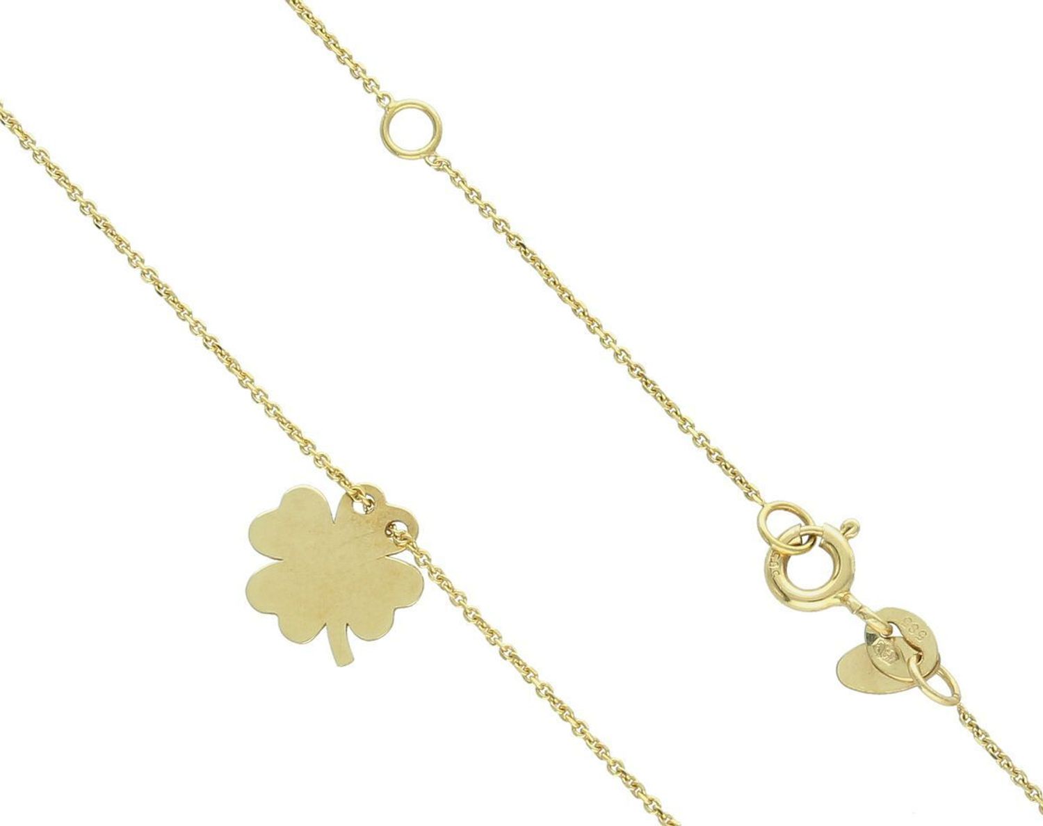 Złoty naszyjnik celebrytka z koniczynką 585 - AR521-8102. Złoty naszyjnik z 14-karatowego złota z koniczynką. Złoty naszyjnik 585 to idealny pomysł na prezent dla ukochanej kobiety. 1.jpg