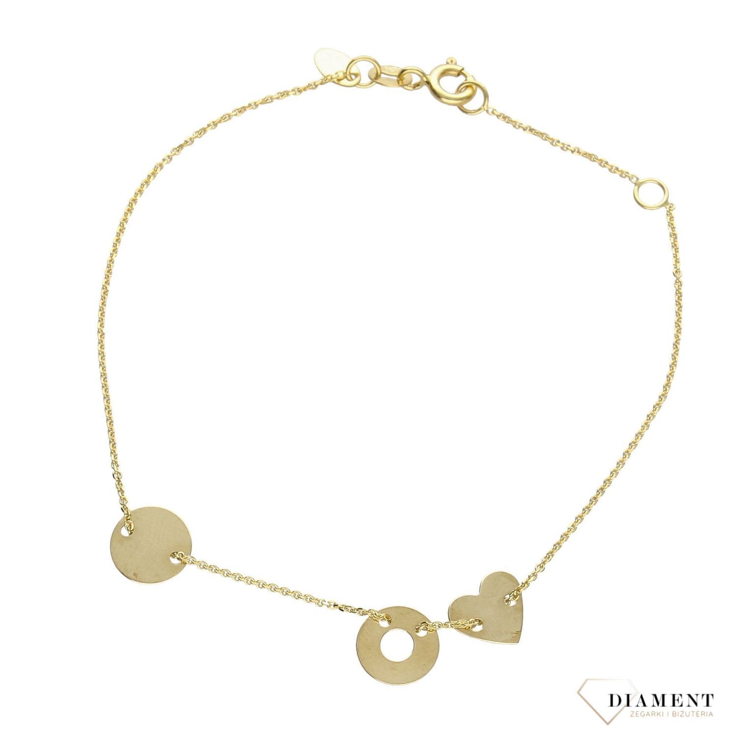 Złota bransoletka celebrytka damska trzy elementy 585 żółte złoto AR521 8103.jpg