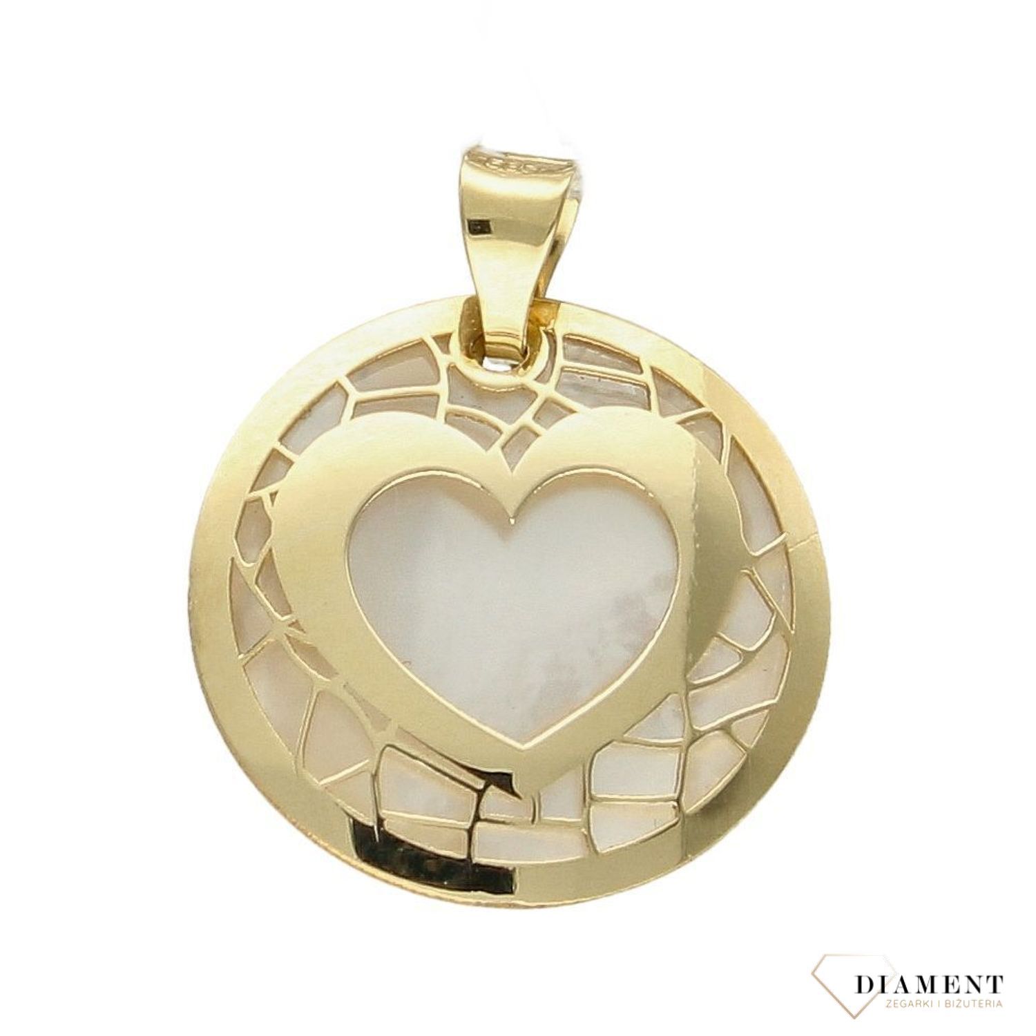 Złota zawieszka 585 serduszko z masą perłową AR521-8165 (1).jpg
