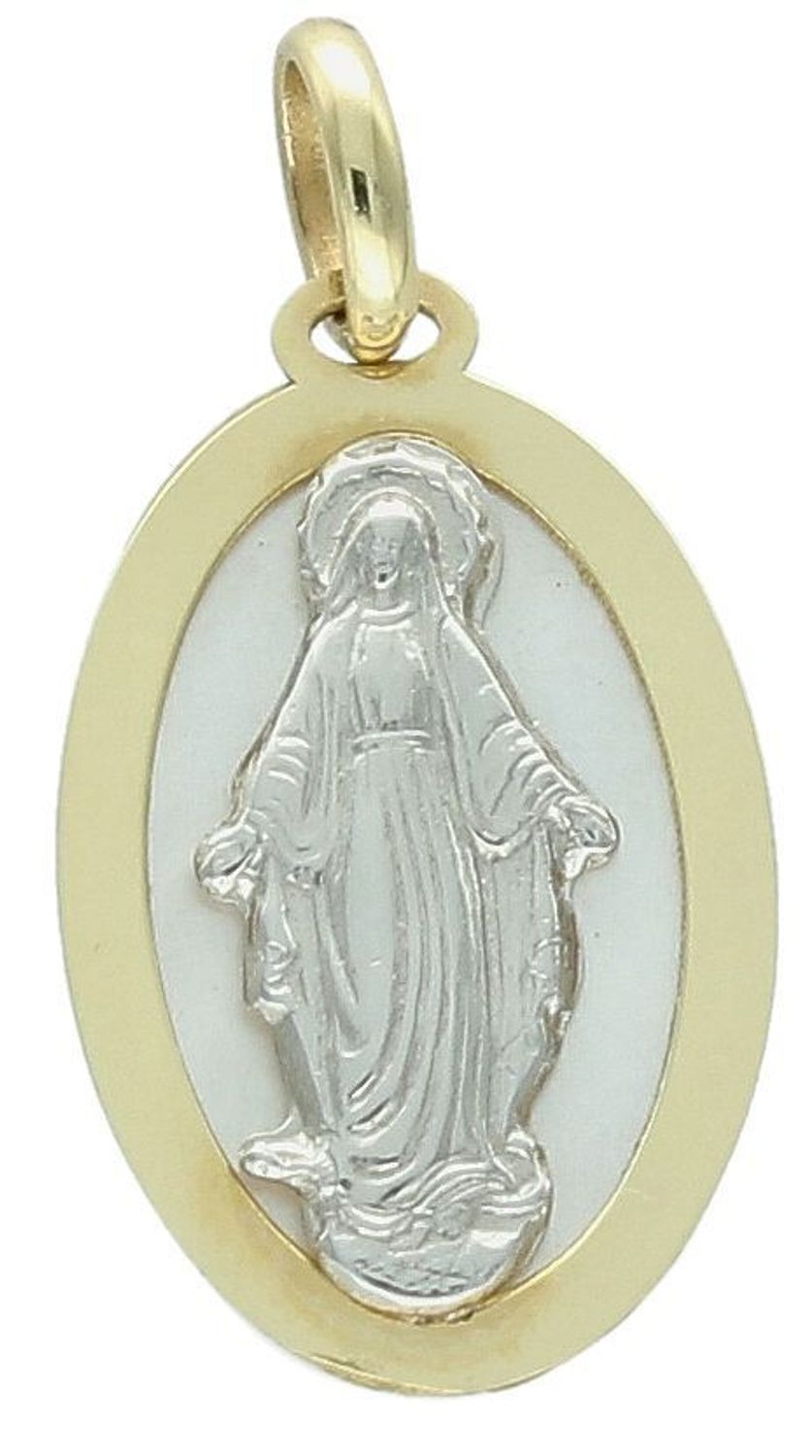 Złota zawieszka Apart medalik z masą perłową Matka Boska Niepokalana 585 AR522-0160. Złoty medalik to wyjątkowa pamiątka na lata .Medalik dla dziecka. Medalik na chrzest. 1.jpg