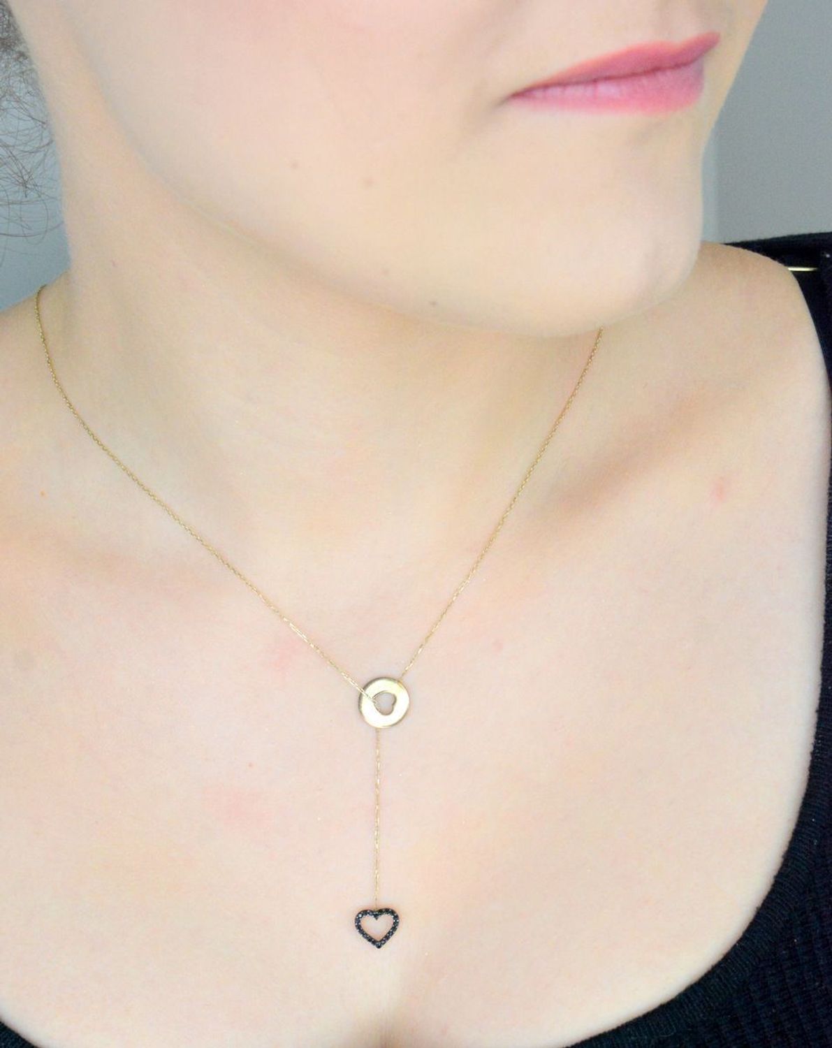 Złoty naszyjnik celebrytka krawatka z sercem AR522-0223.jpg