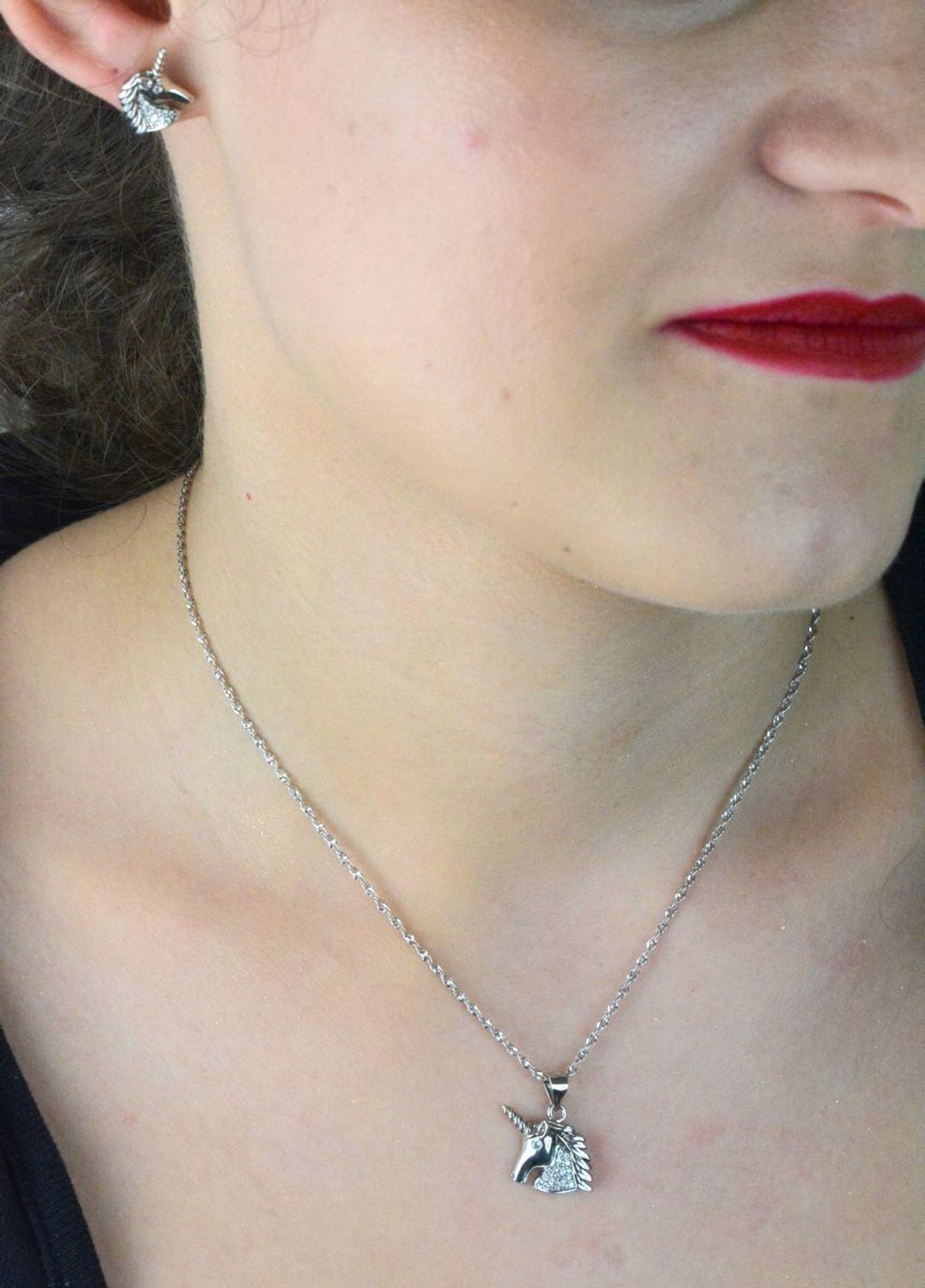 Komplet srebrny jednorożce z cyrkoniami próba 925 AS6127 – kolczyki i zawieszka dla dziewczynki i mamy komplet Ag.jpg