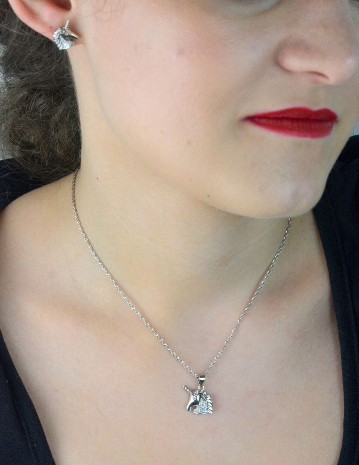 Komplet srebrny jednorożce z cyrkoniami próba 925 AS6127 – kolczyki i zawieszka dla dziewczynki i mamy komplet Ag.jpg