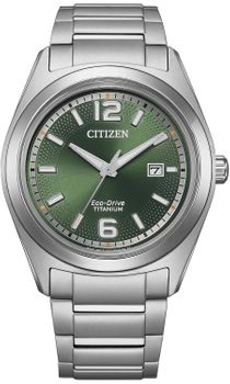 Zegarek męski Citizen Super Titanium AW1641-81X. Zegarek z zieloną tarczą. Zegarek tytanowy. Zegarek męski na bransolecie. Męski zegarek tytanowy. Zegarek Eco-Drive..jpg