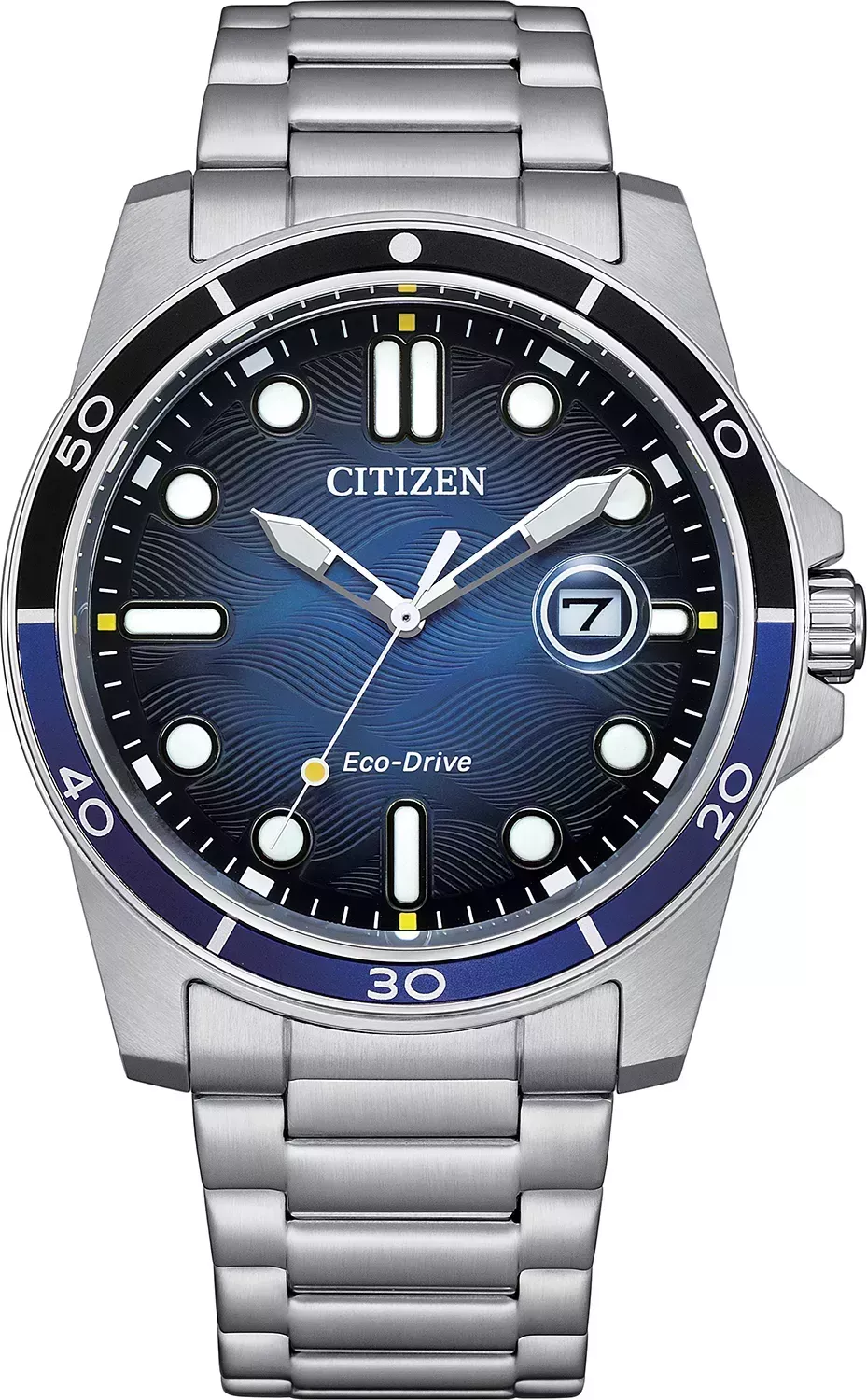 Zegarek męski Citizen Marine Sporty AW1810-85L.  Zegarek na bransolecie. Zegarek męski Eco-Drive. Zegarek męski Citizen. Męski zegarek Citizen z granatową tarczą. Męski automatyczny Citizen na prezent (3).webp