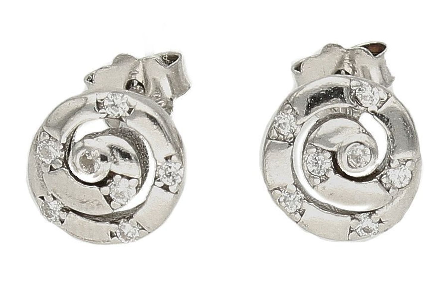 Kolczyki damskie  Ślimaczek z cyrkoniami AZK000000-494 Srebrne kolczyki zapinane na ponadczasowe zapięcie typu sztyft, zostały wykonane z najwyższej jakości srebra próby 925. Idealny pomysł na prezent..jpg