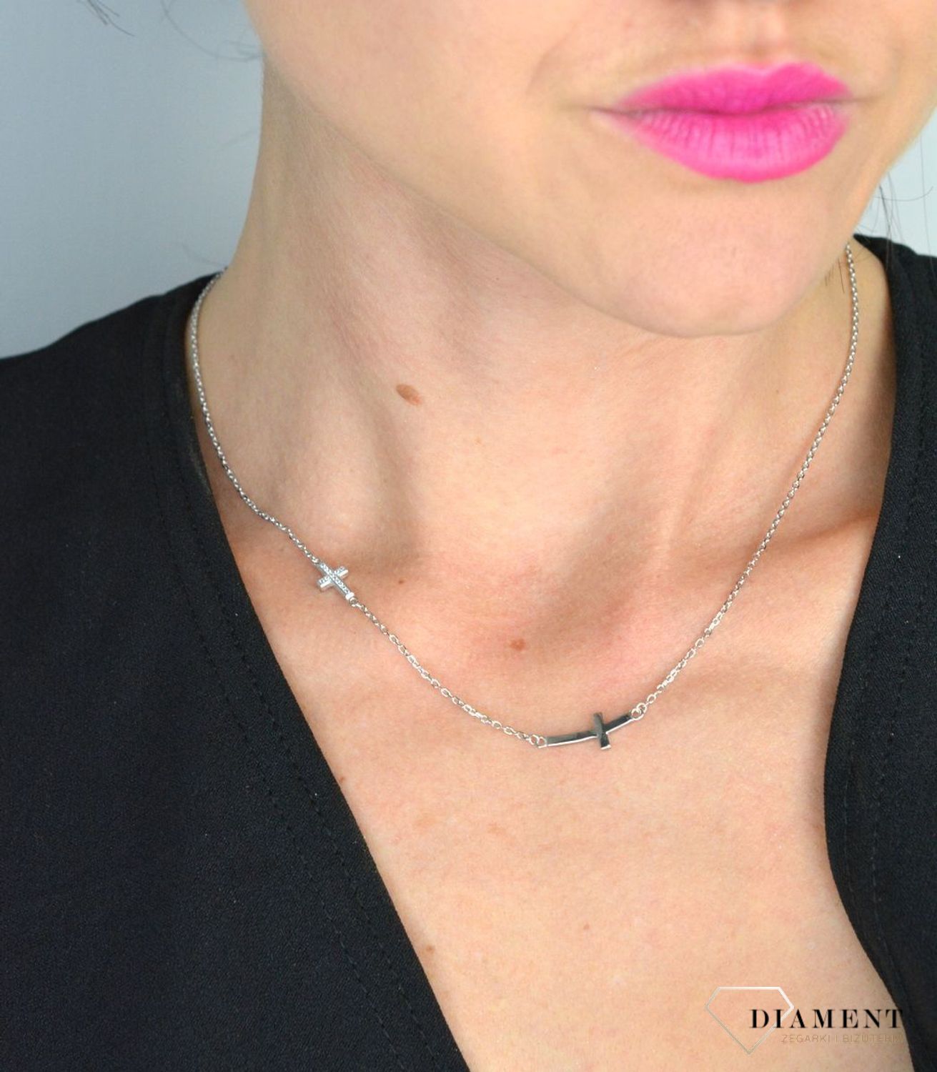 Naszyjnik srebrna  celebrytka dwa krzyżyki  AZN000000-103.jpg