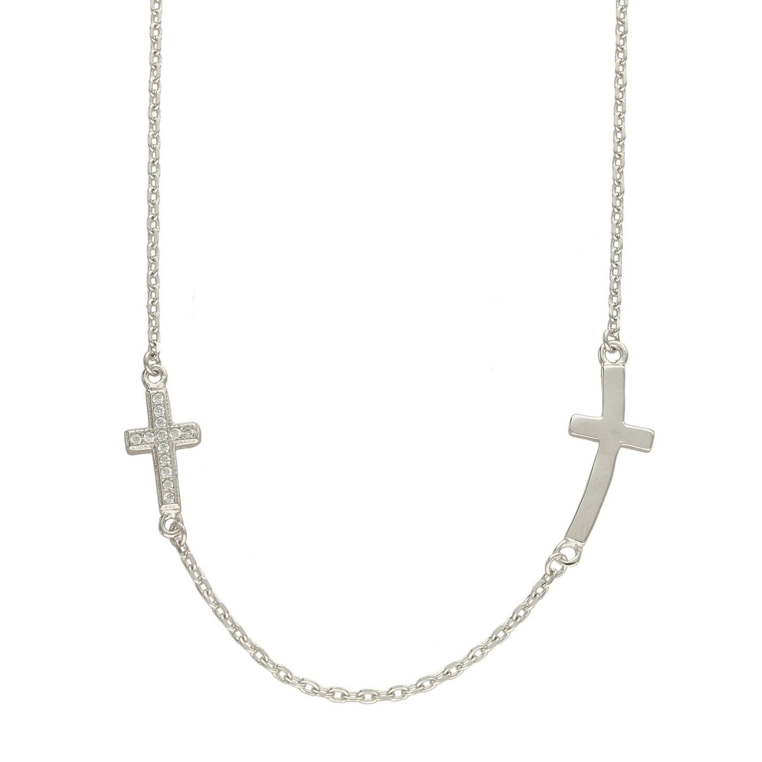 Naszyjnik srebrna  celebrytka dwa krzyżyki  AZN000000-103.jpg
