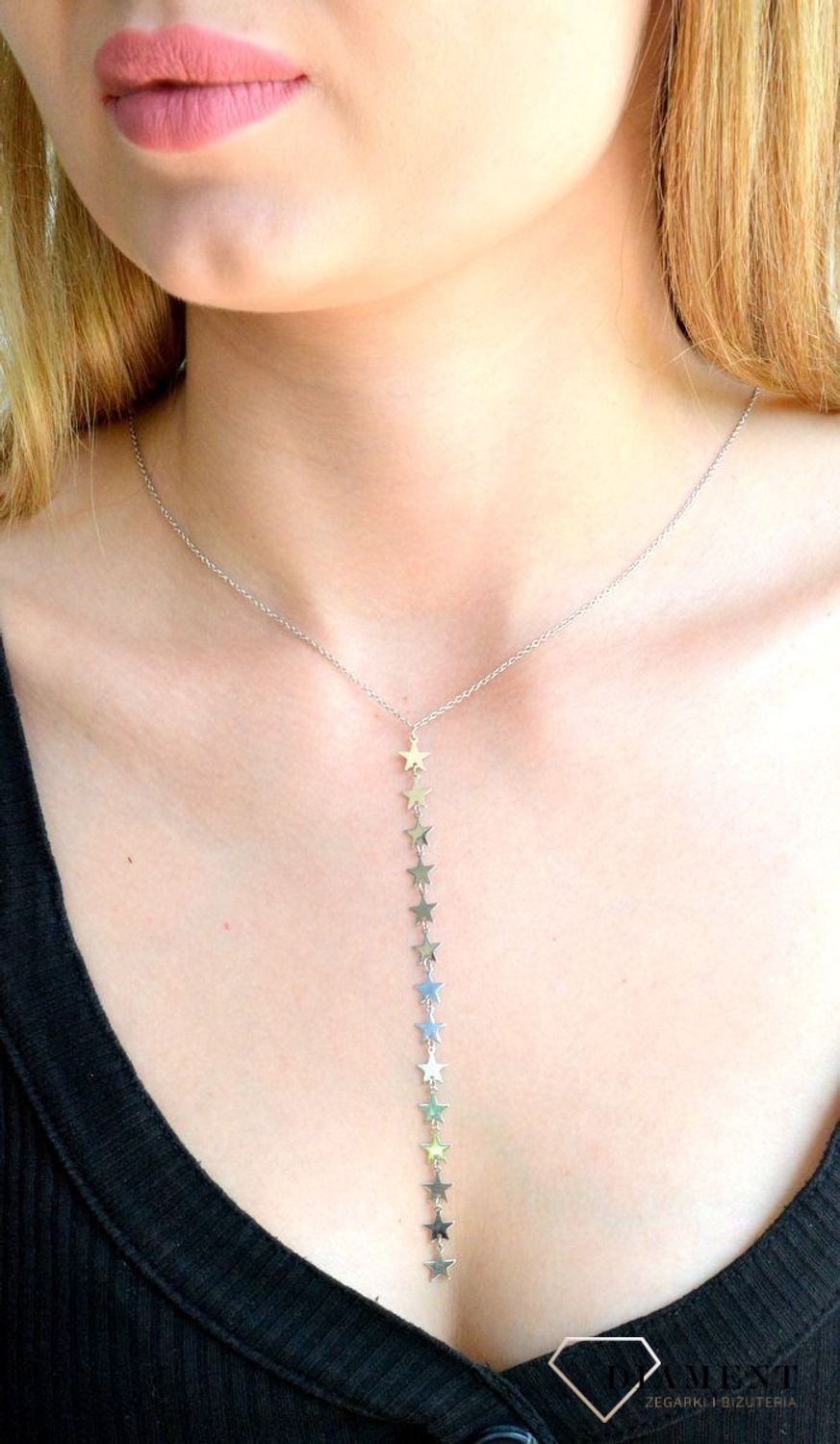 Srebrny naszyjnik celebrytka damska 925 gwiazdki AZN000000-228. Srebrny naszyjnik damski. Naszyjnik srebrny celebrytka. Srebrna celebrytka damska z zawieszkami. Srebrny naszyjnik celebrytka damska na prezent (2).jpg
