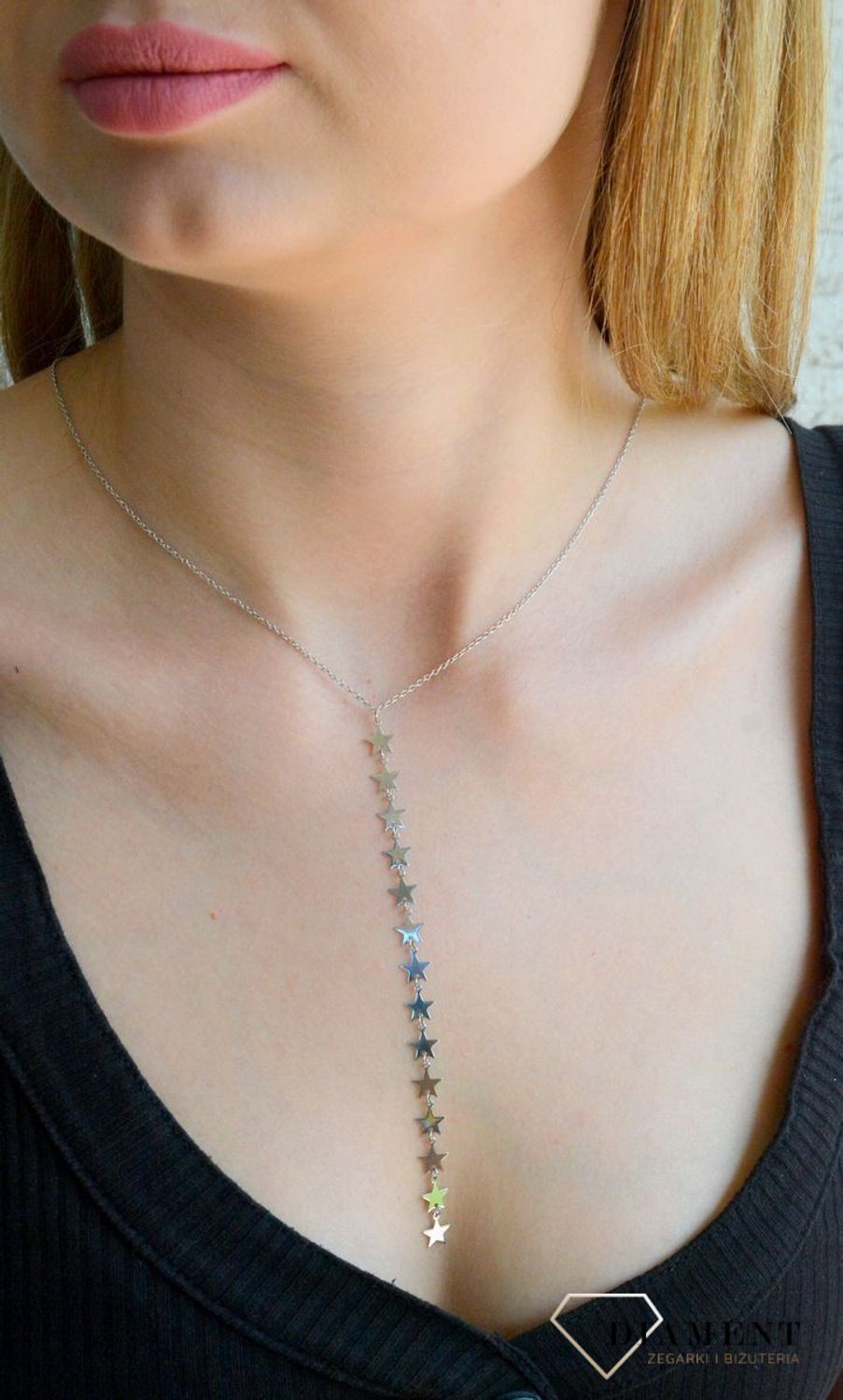Srebrny naszyjnik celebrytka damska 925 gwiazdki AZN000000-228. Srebrny naszyjnik damski. Naszyjnik srebrny celebrytka. Srebrna celebrytka damska z zawieszkami. Srebrny naszyjnik celebrytka damska na prezent (2).jpg