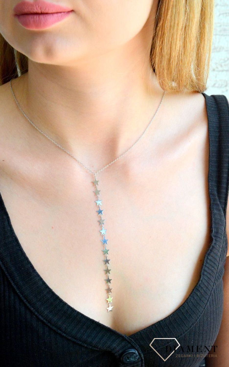 Srebrny naszyjnik celebrytka damska 925 gwiazdki AZN000000-228. Srebrny naszyjnik damski. Naszyjnik srebrny celebrytka. Srebrna celebrytka damska z zawieszkami. Srebrny naszyjnik celebrytka damska na prezent (2).jpg