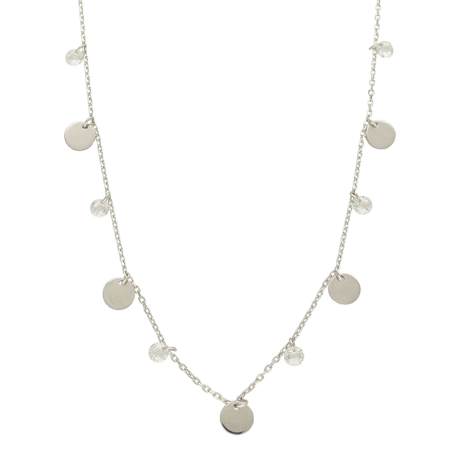 Srebrny naszyjnik celebrytka kółeczko i cyrkonia AZN000000-235.jpg