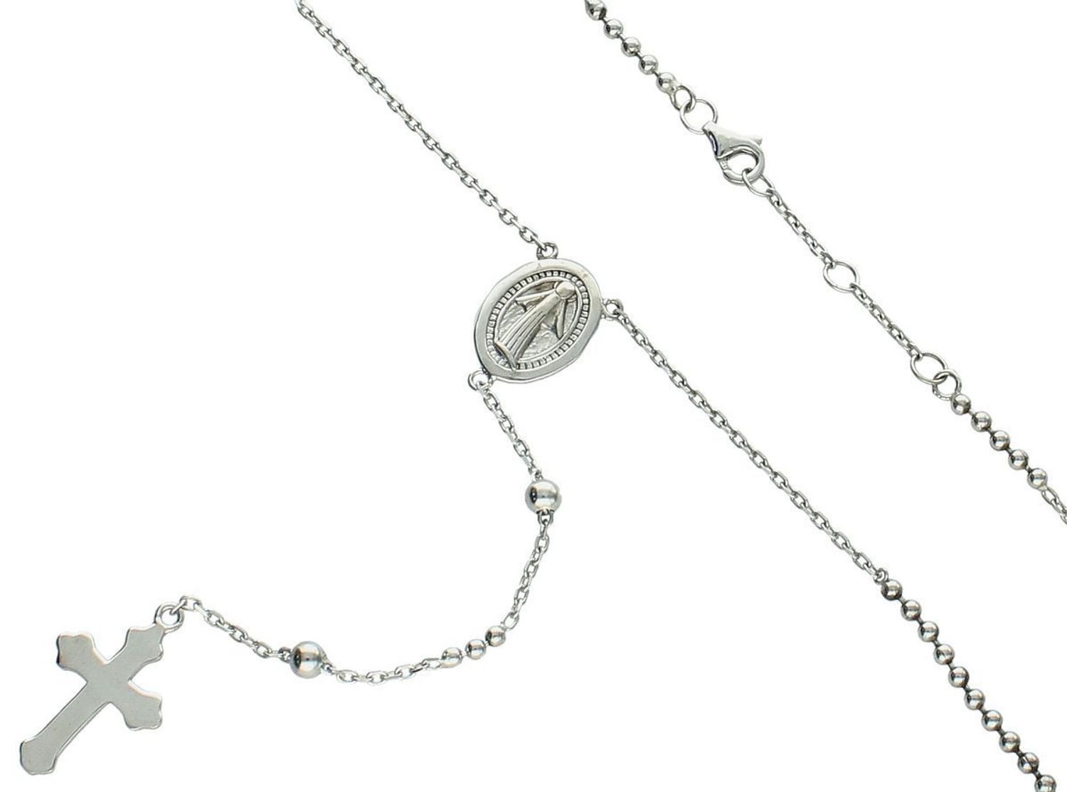 Różaniec srebrny 925 AZN000000-248 o długości 42+3 cm, waga 6,20 g. Klasyczny różaniec do noszenia na szyi – elegancki, symboliczny i duchowy.1.jpg