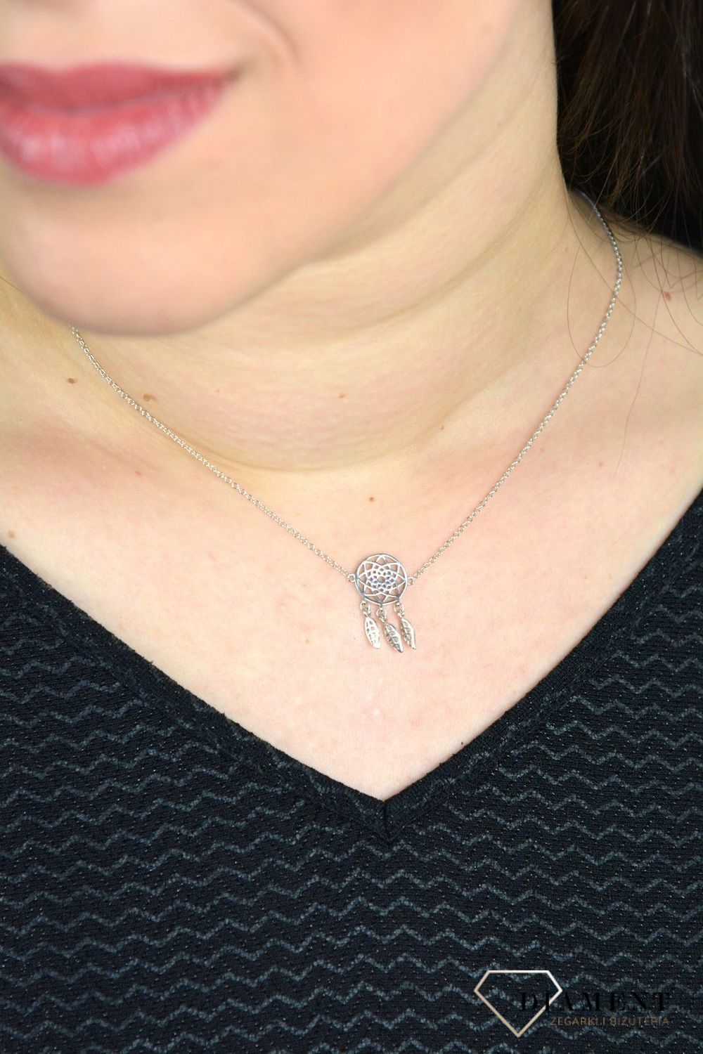 Srebrny naszyjnik celebrytka z łapaczem snów AZN000000-390.jpg