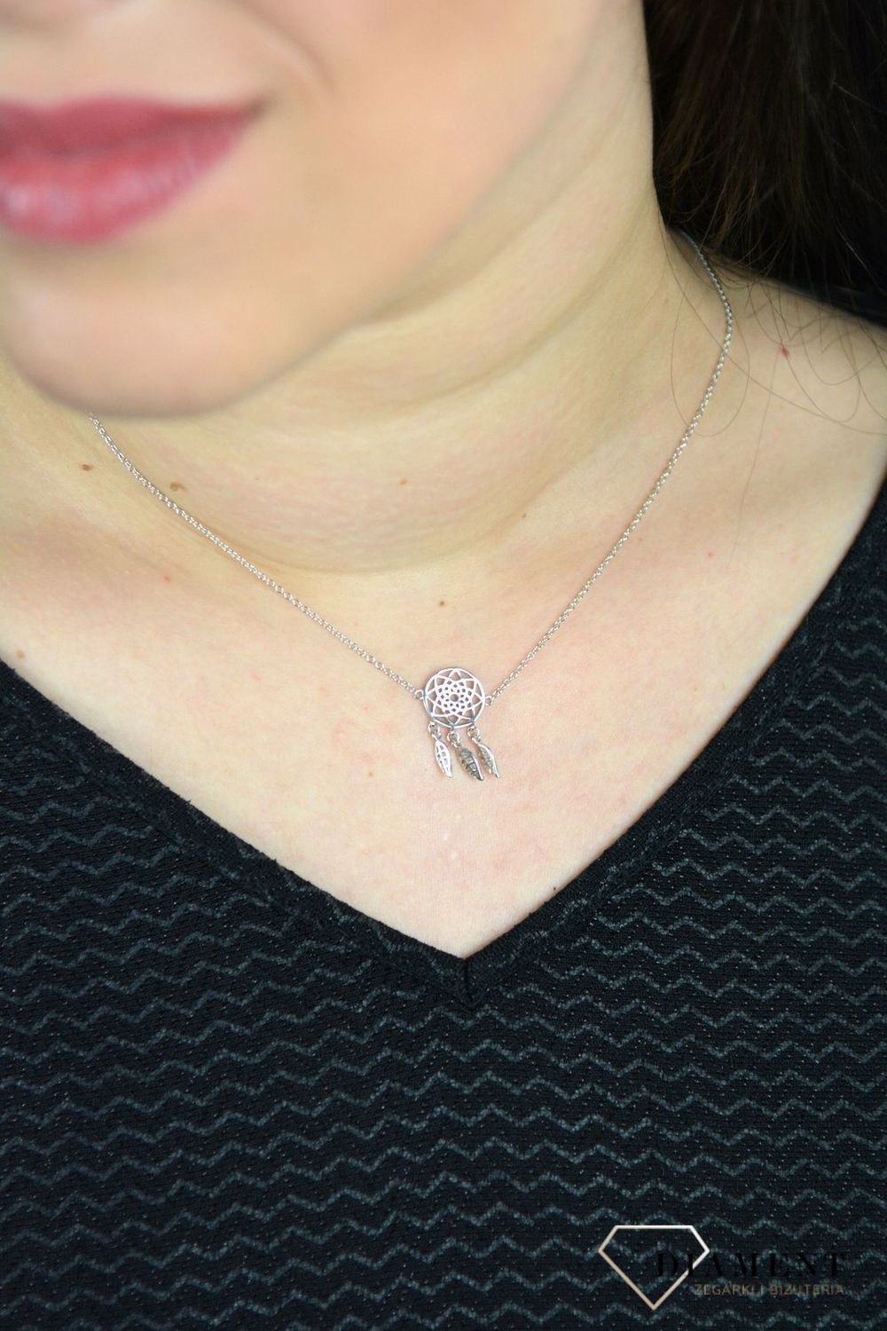 Srebrny naszyjnik celebrytka z łapaczem snów AZN000000-390.jpg