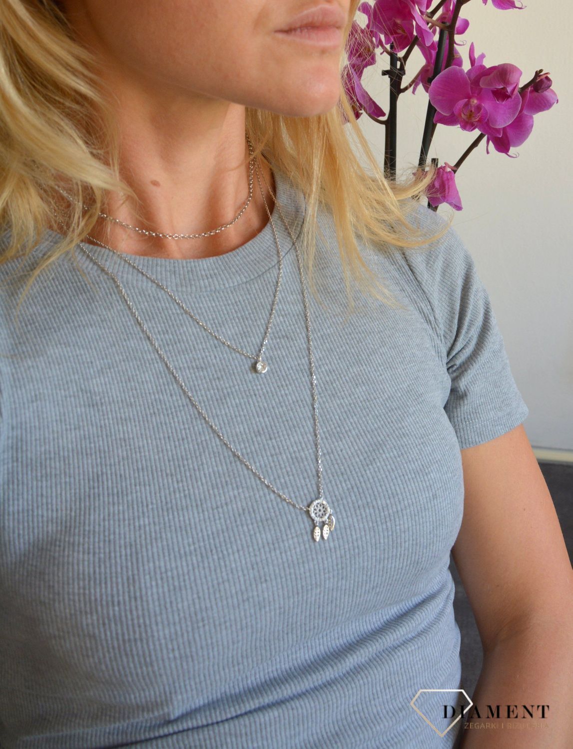 Srebrny naszyjnik potrójny łapacz snów AZN000000-520.jpg