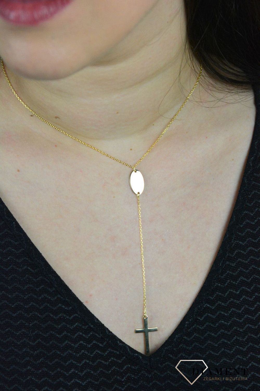 Srebrny naszyjnik celebrytka z krzyżem AZN000000-576..jpg