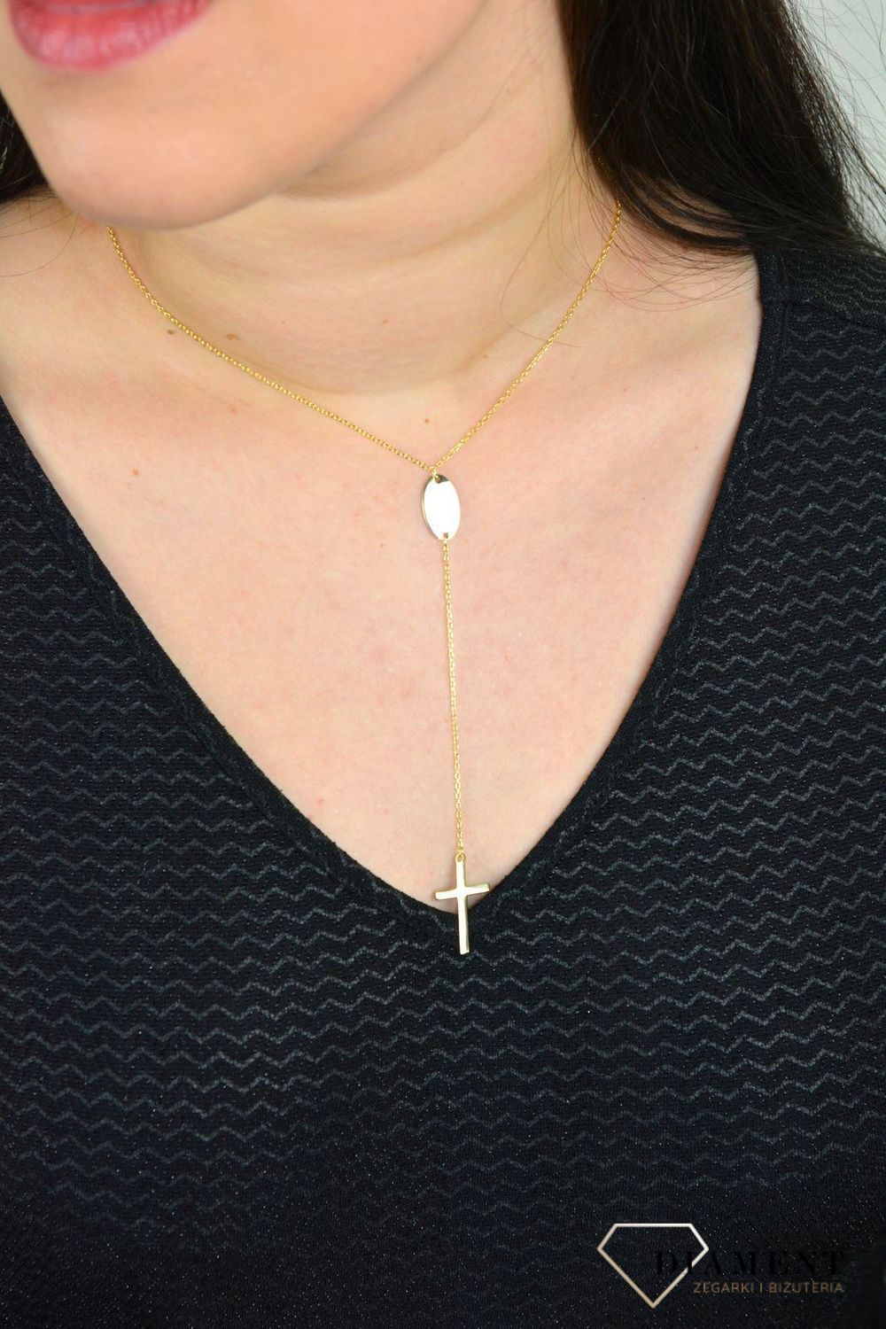 Srebrny naszyjnik celebrytka z krzyżem AZN000000-576..jpg