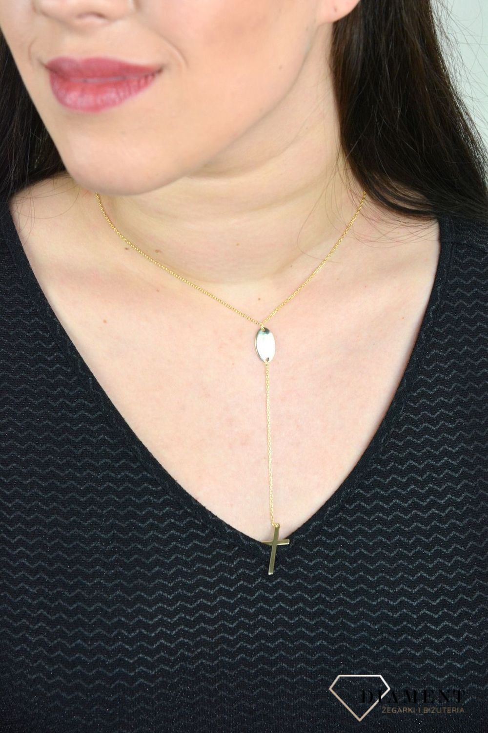 Srebrny naszyjnik celebrytka z krzyżem AZN000000-576..jpg