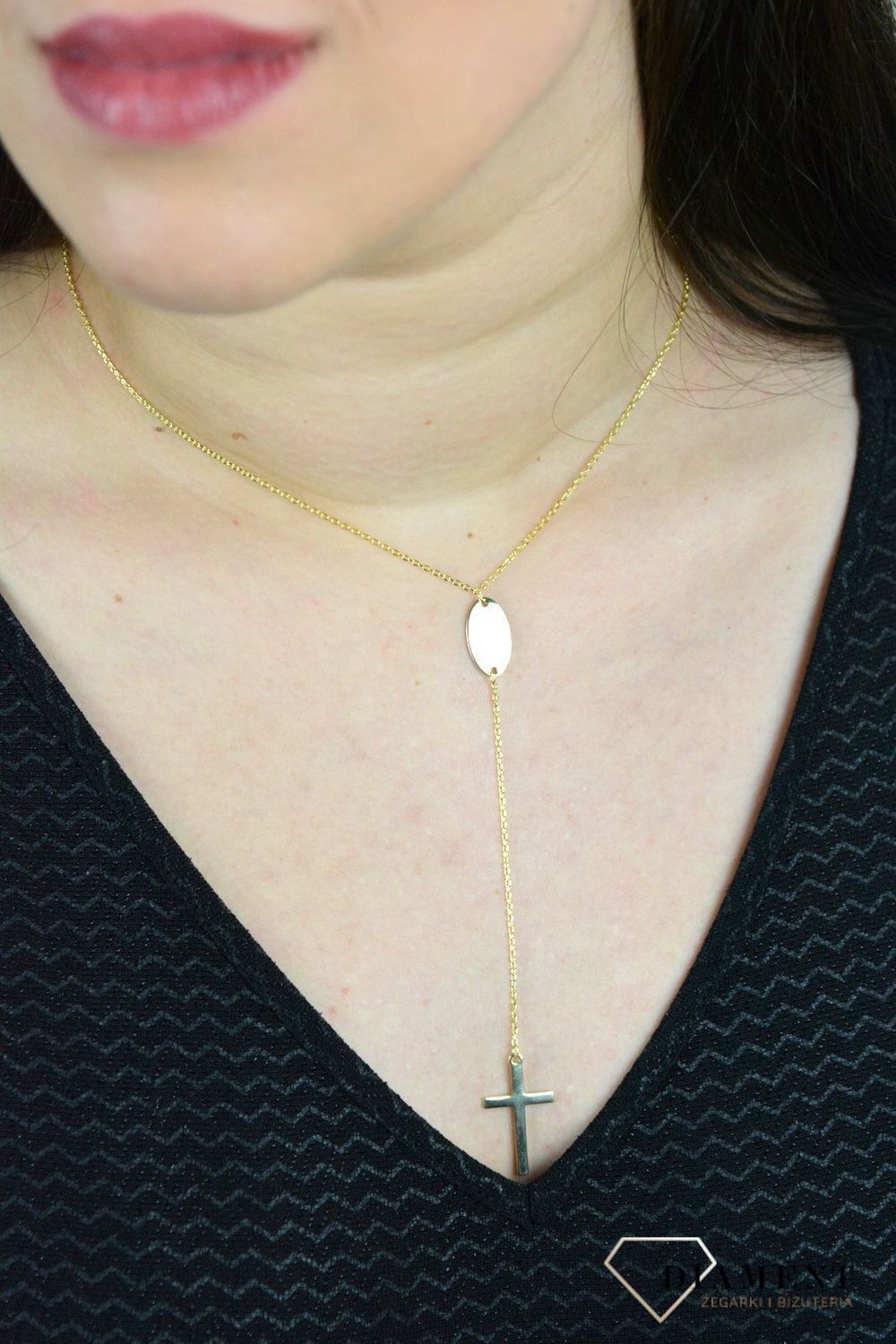 Srebrny naszyjnik celebrytka z krzyżem AZN000000-576..jpg