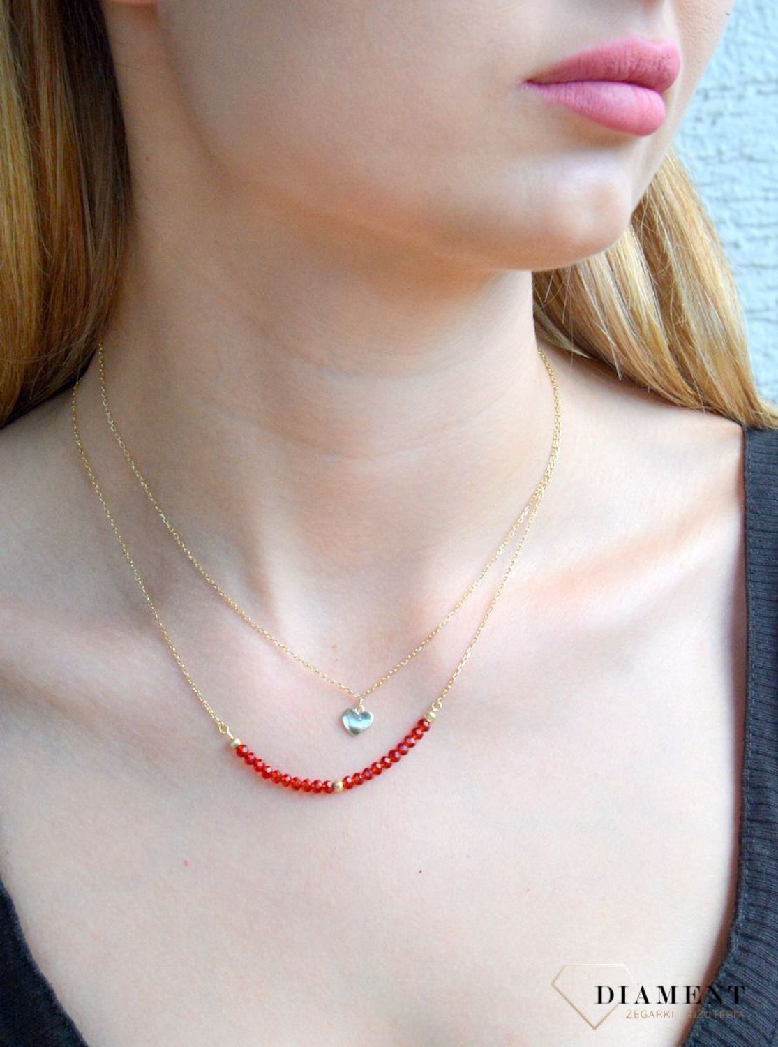 Srebrny naszyjnik celebrytka damska 925 pozłacana z sercem i koralikami AZN000000-581.Srebrny naszyjnik damski. Naszyjnik srebrny celebrytka. Srebrna celebrytka damska z zawieszkami. Srebrny naszyjnik celebrytka damska na prezent (1).jpg