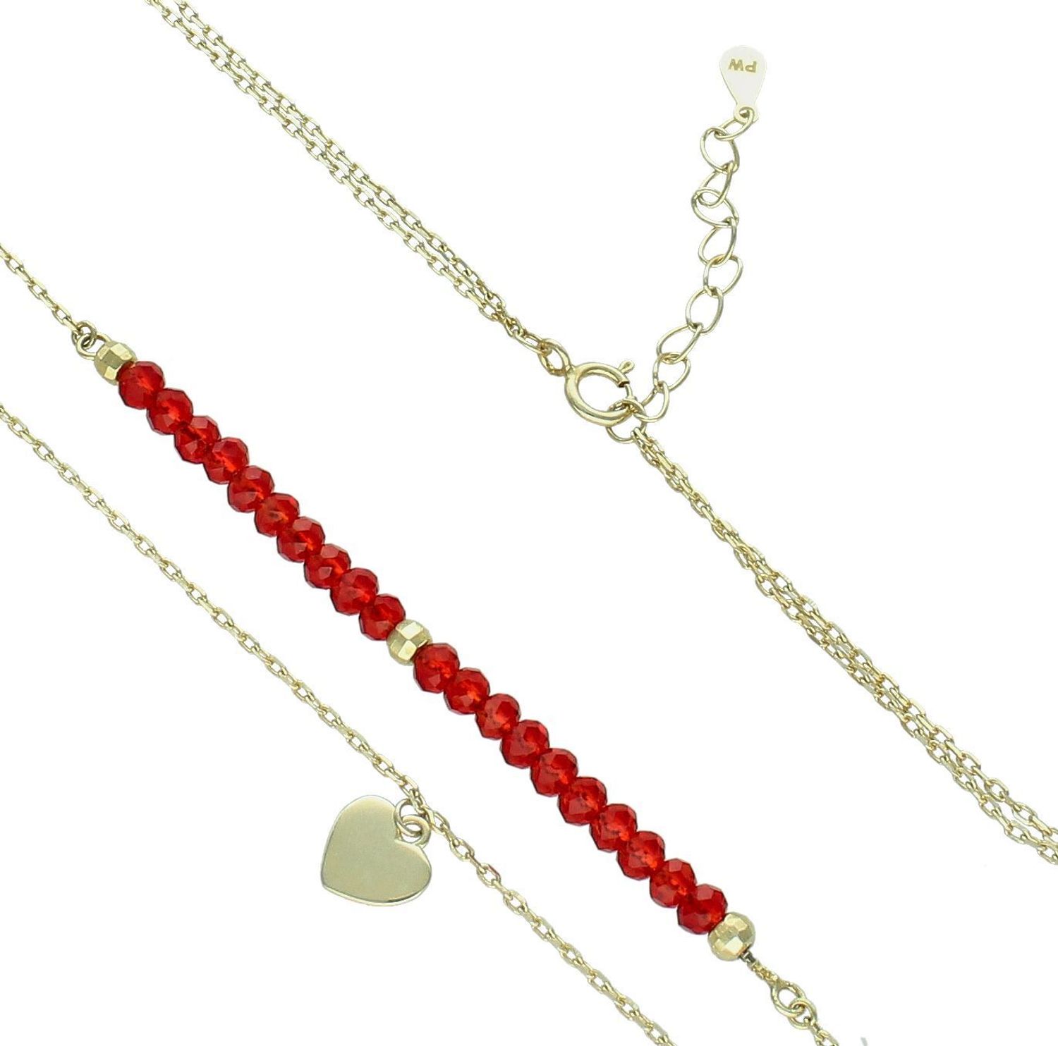 Srebrny naszyjnik celebrytka damska 925 pozłacana z sercem i koralikami AZN000000-581.Srebrny naszyjnik damski. Naszyjnik srebrny celebrytka. Srebrna celebrytka damska z zawieszkami. Srebrny naszyjnik celebrytka damska na prezent (1).jpg