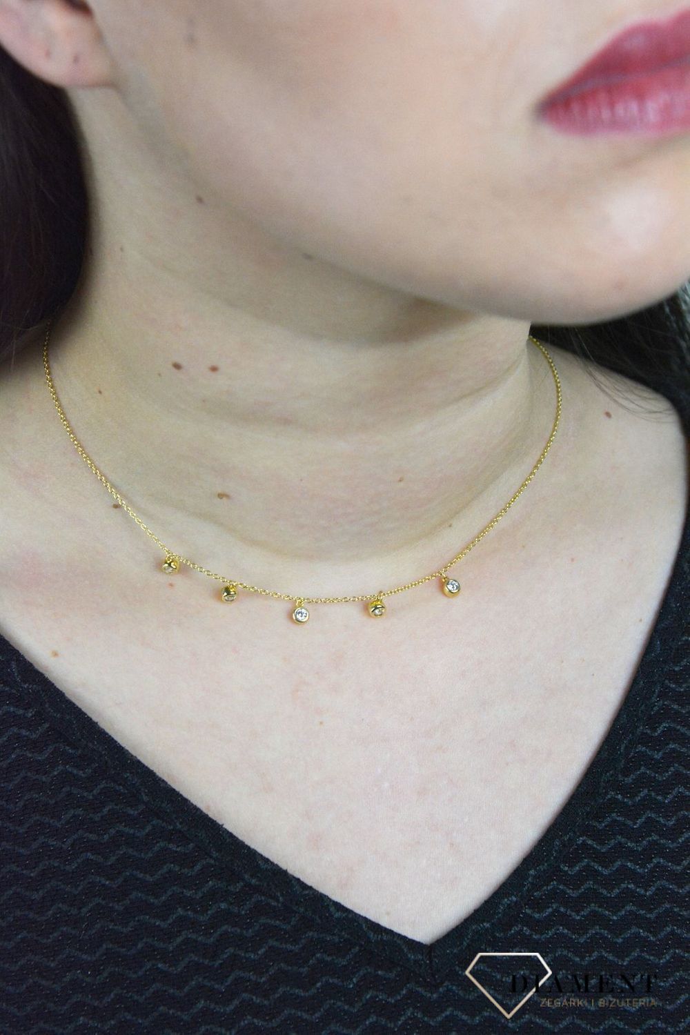 Srebrny naszyjnik celebrytka choker z cyrkoniami AZN000000-585..jpg