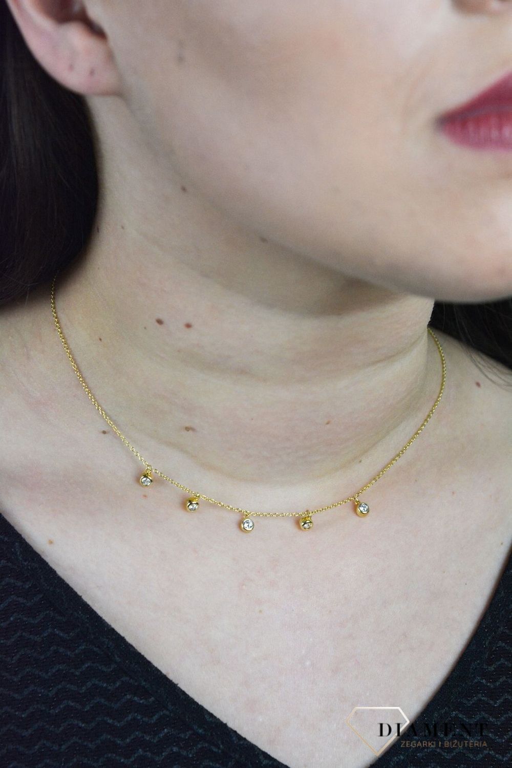 Srebrny naszyjnik celebrytka choker z cyrkoniami AZN000000-585..jpg