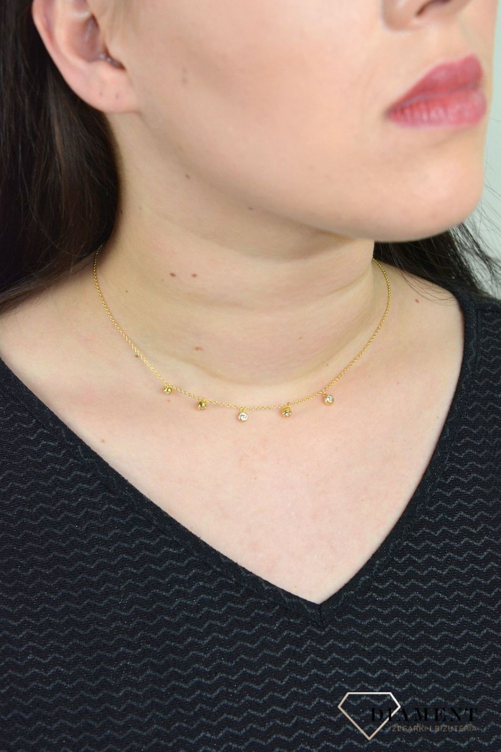 Srebrny naszyjnik celebrytka choker z cyrkoniami AZN000000-585..jpg