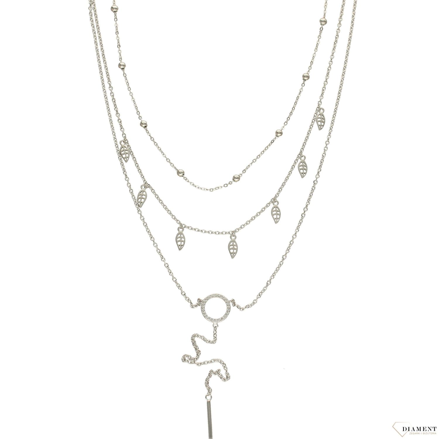 Srebrny naszyjnik potrójny z zawieszkami AZN000000-592.jpg