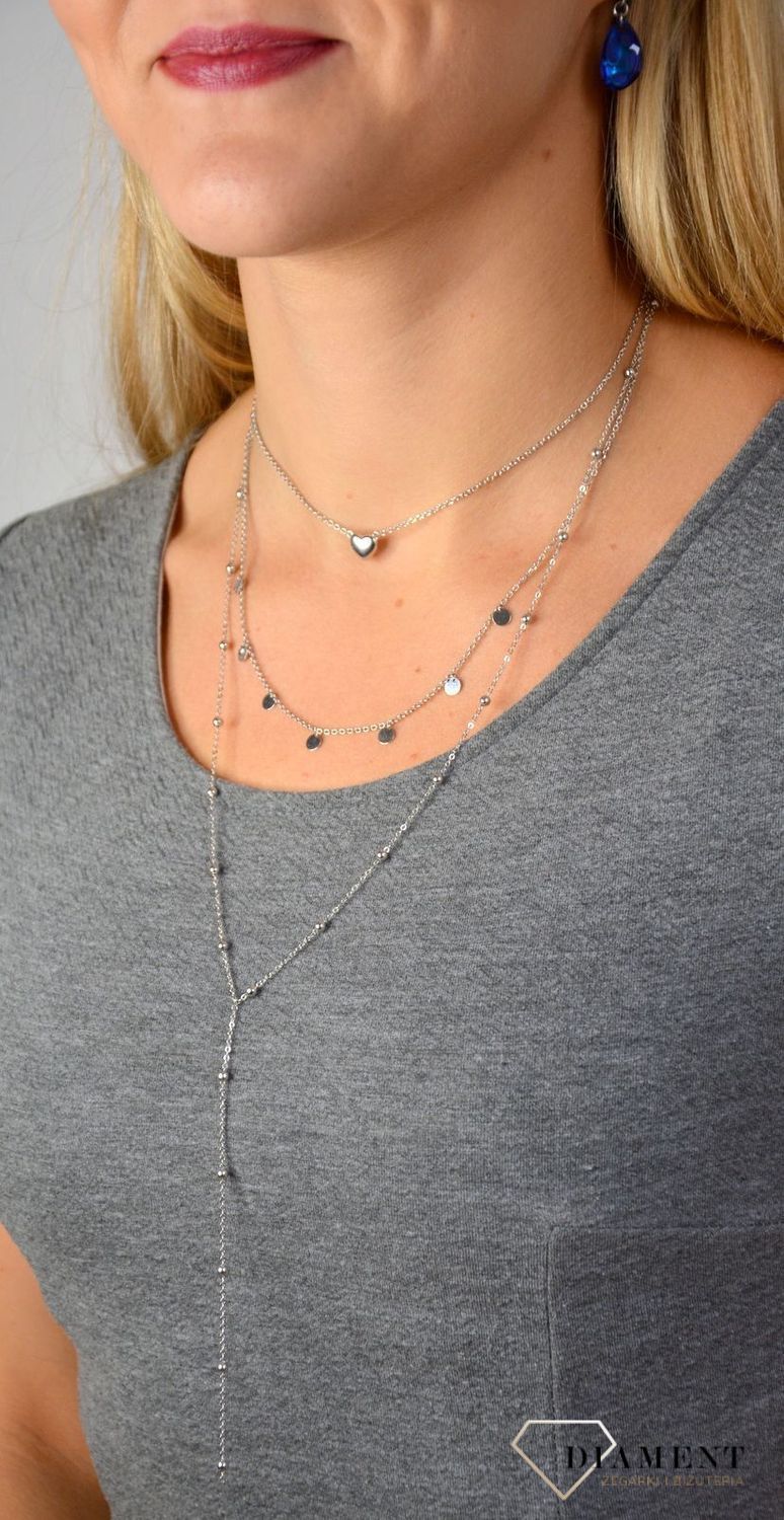 Naszyjnik potrójny serce z kuleczkami AZN000000-594.jpg