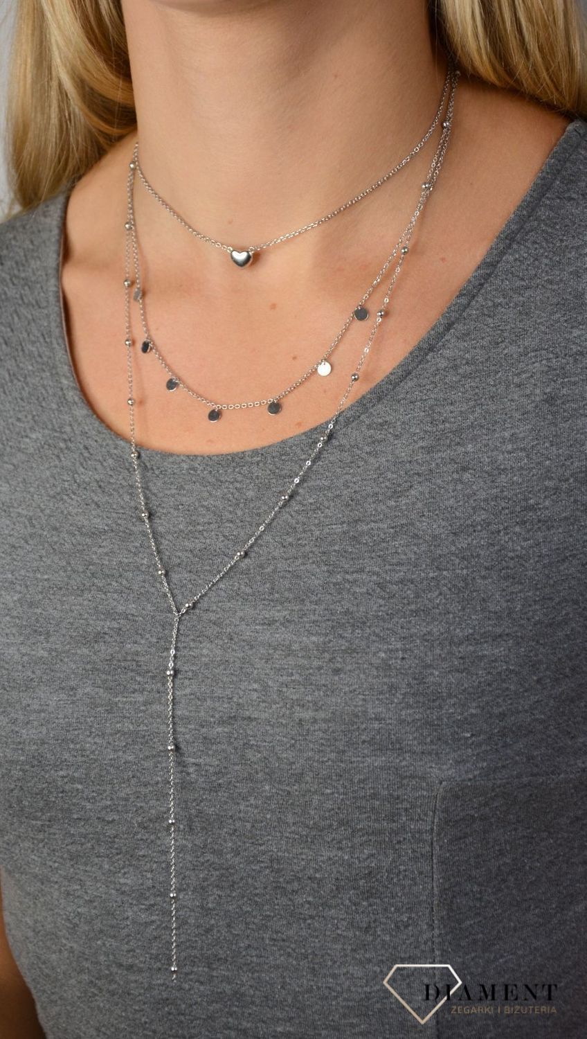 Naszyjnik potrójny serce z kuleczkami AZN000000-594.jpg