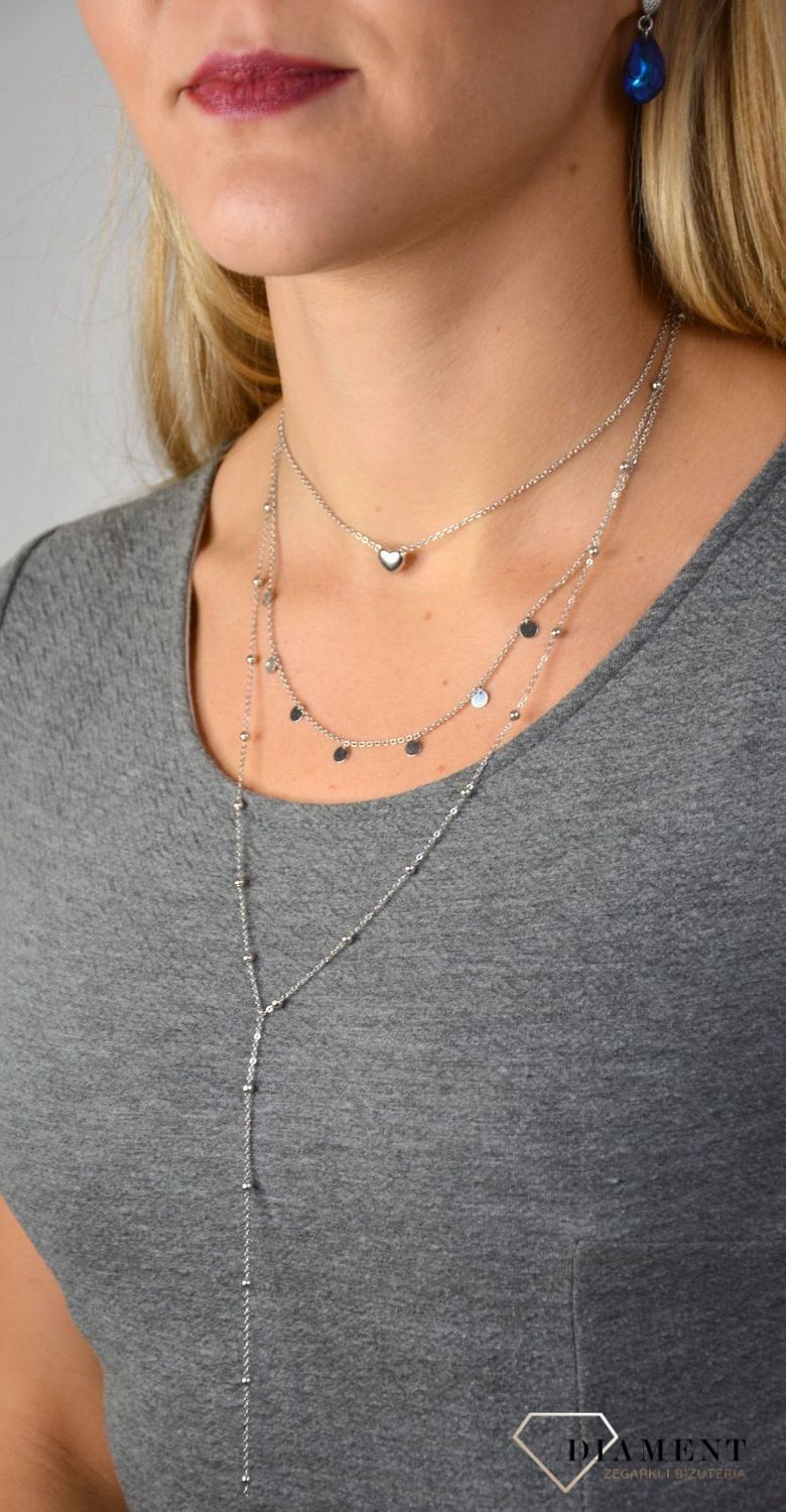 Naszyjnik potrójny serce z kuleczkami AZN000000-594.jpg