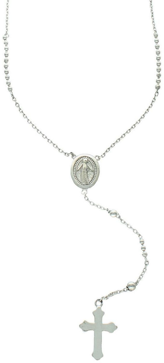 Różaniec srebrny 925 – delikatny naszyjnik z krzyżykiem AZN000000-604 Elegancki i subtelny różaniec srebrny wykonany z najwyższej jakości srebra próby 925. Długość głównego łańcuszka wynosi 45 1.jpg