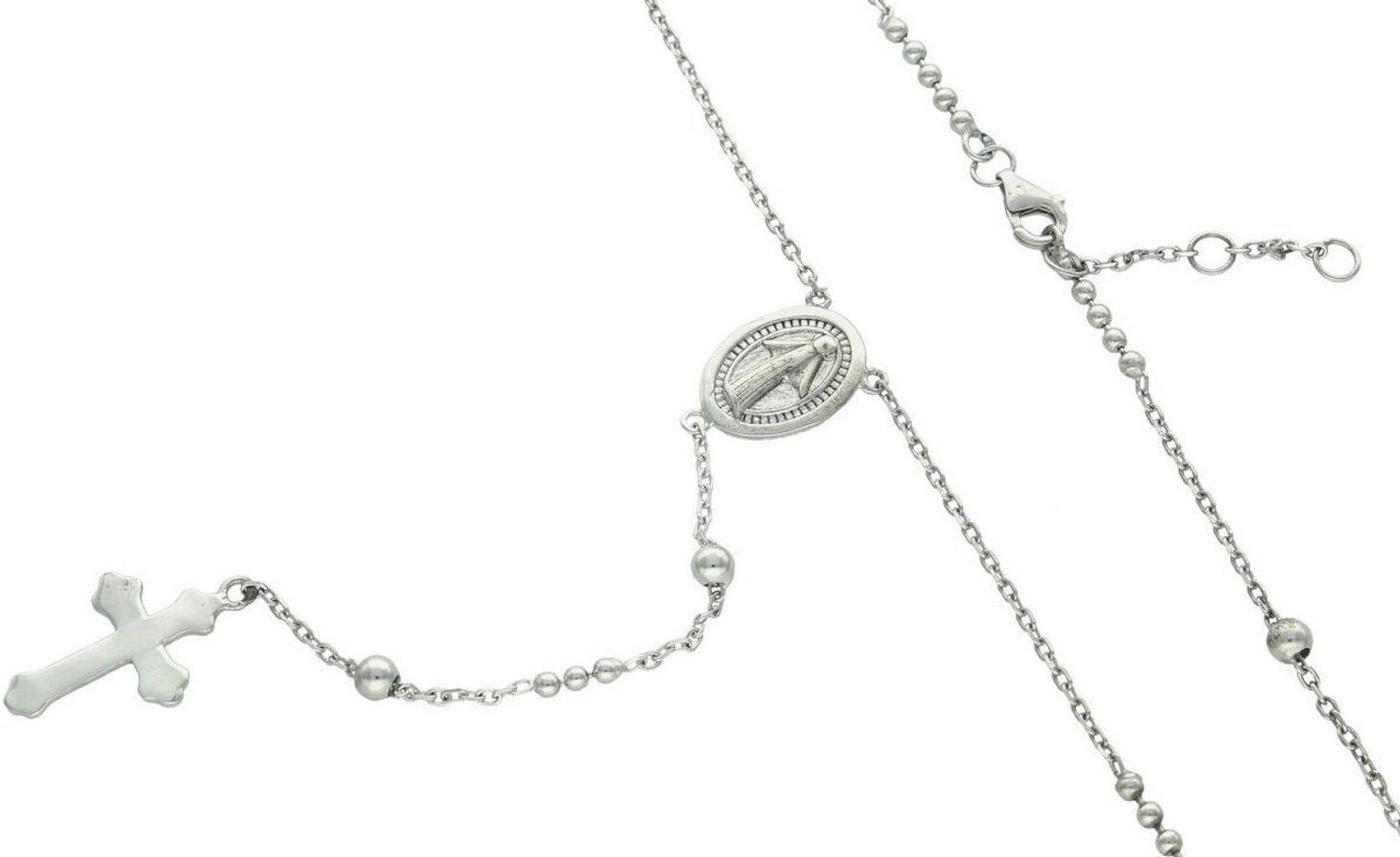Różaniec srebrny 925 – delikatny naszyjnik z krzyżykiem AZN000000-604 Elegancki i subtelny różaniec srebrny wykonany z najwyższej jakości srebra próby 925. Długość głównego łańcuszka wynosi 45 1.jpg