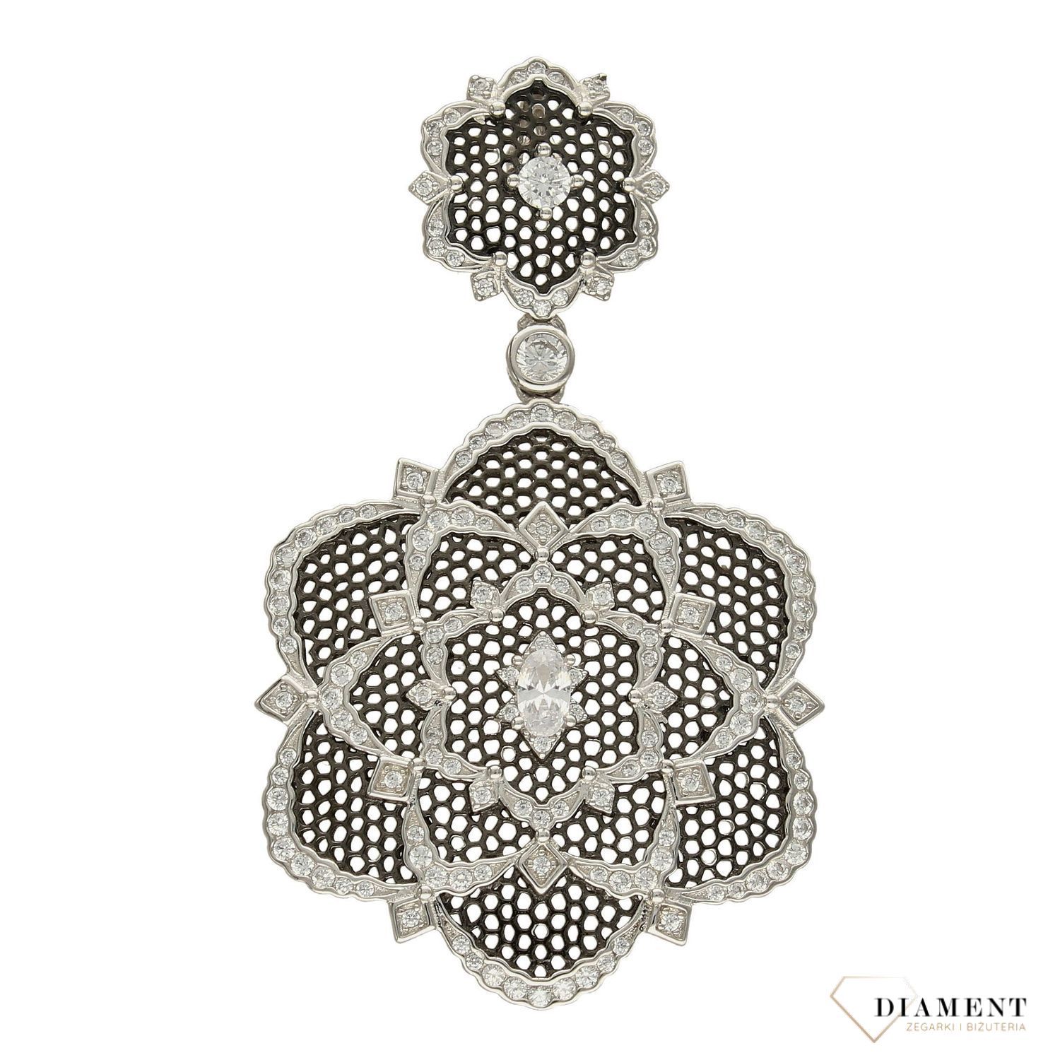 Zawieszka damska ażurowy kwiat cyrkonie AZZ000000-005..jpg