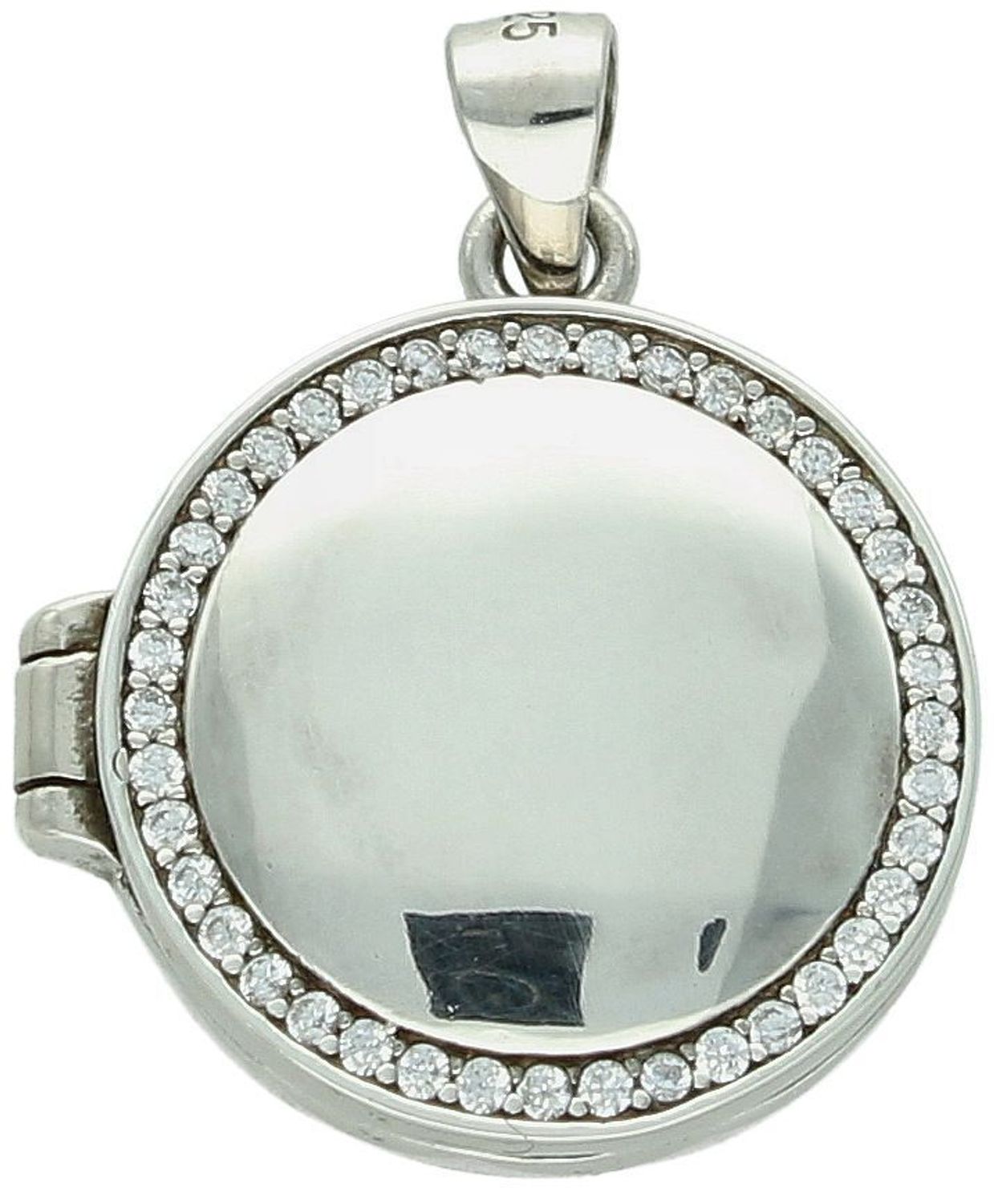 Zawieszka puzderko okrągłe z cyrkoniami próba 925, AZZ000000-364 Elegancka i wyjątkowa zawieszka puzderko w kształcie okręgu, wykonana z wysokiej jakości srebra próby 925 1.jpg